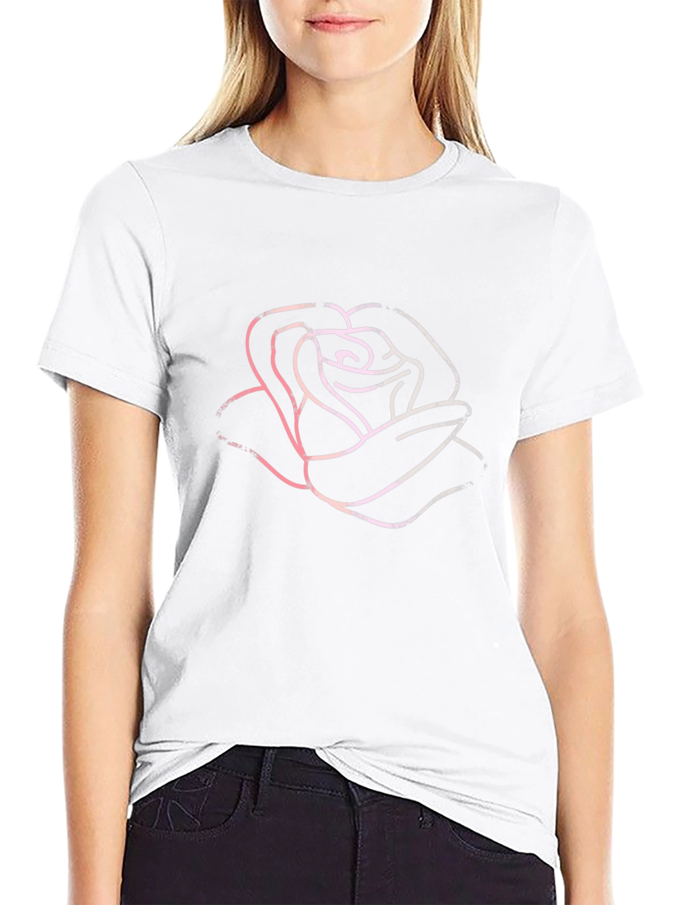 Rose Graphic Tee - Stylish Black Cotton T-Shirt