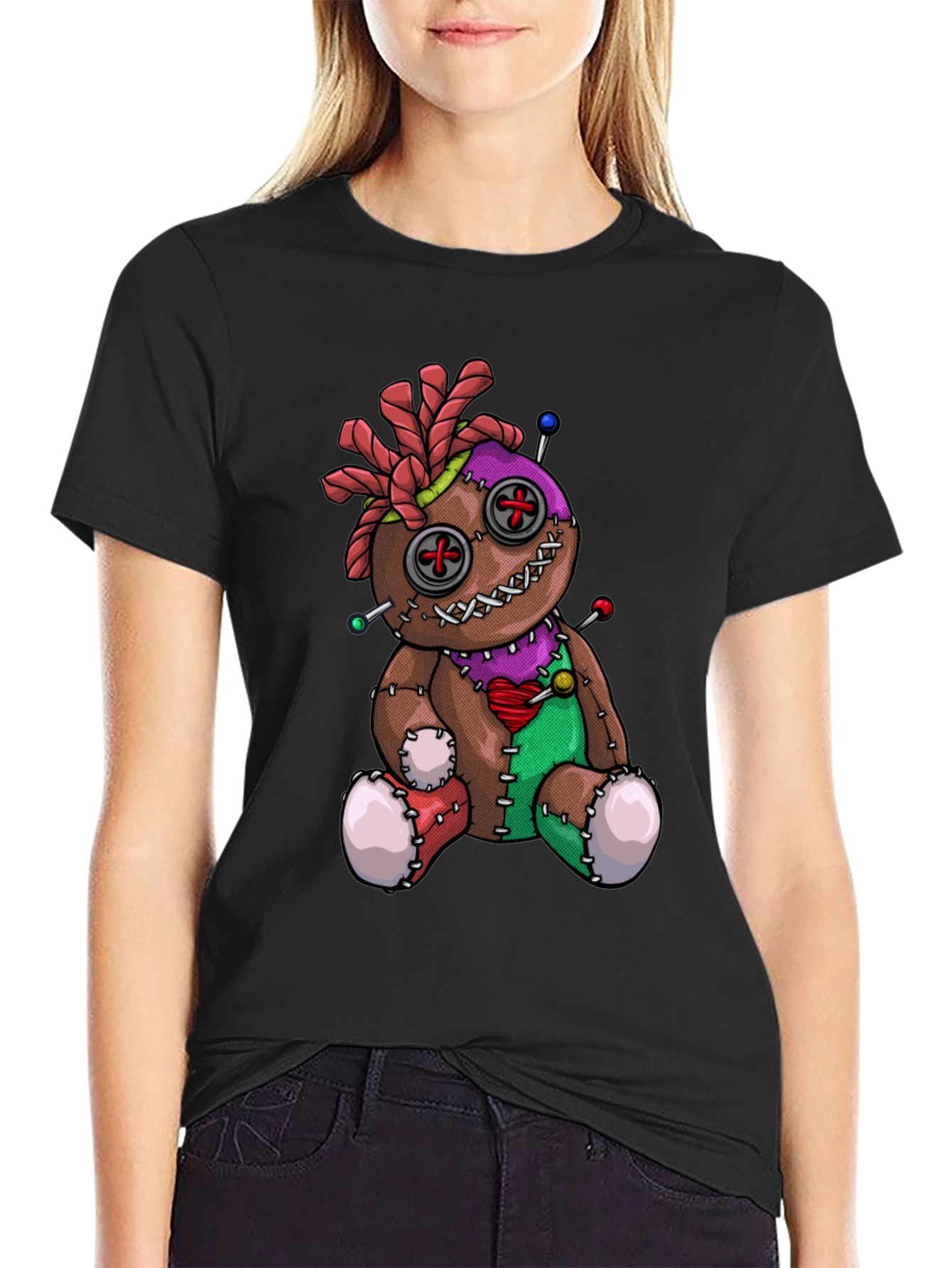 Voodoo Doll Graphic T-Shirt - Unique Spooky Design