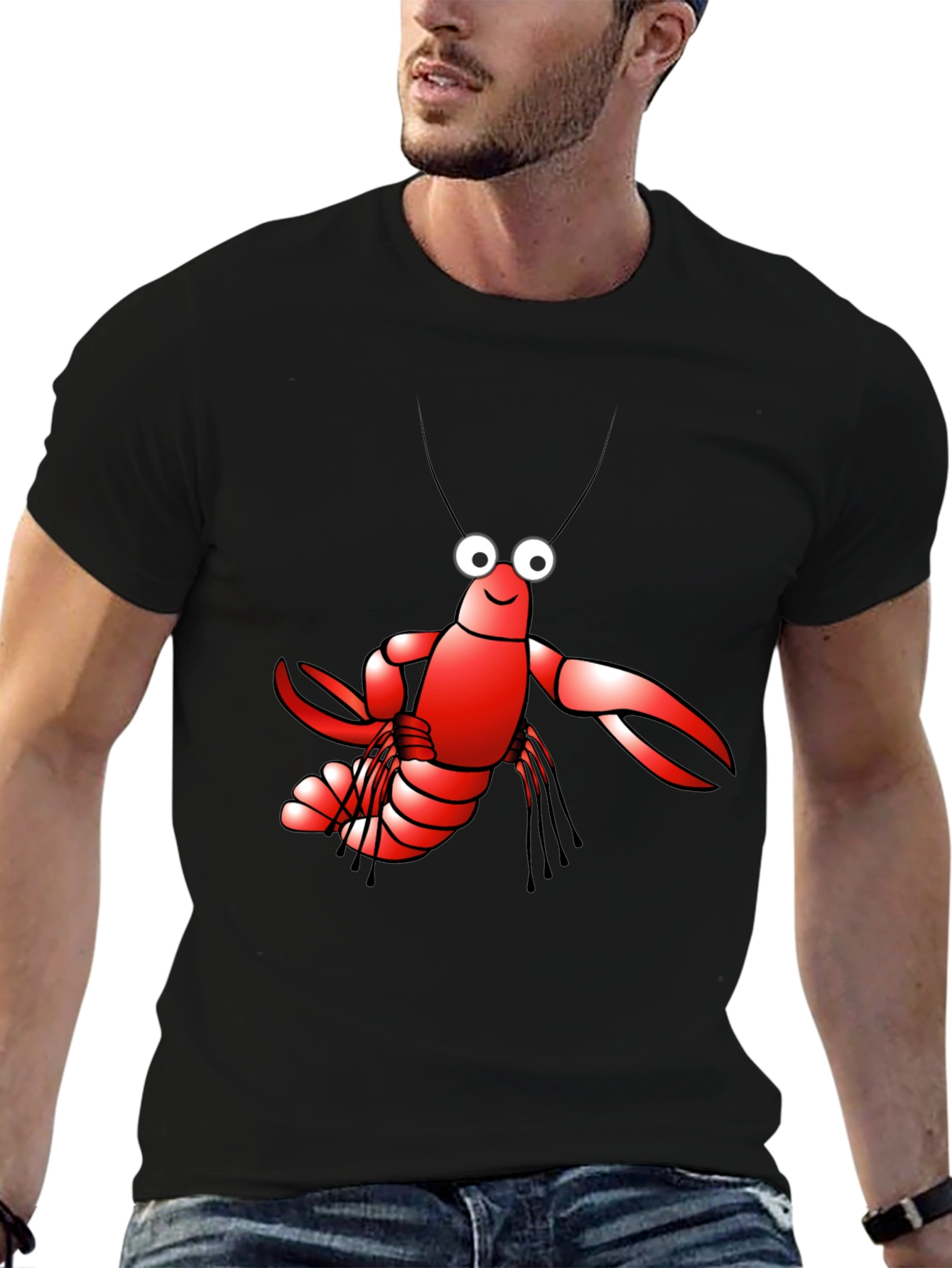 Lobster Graphic Tee - Black Cotton T-Shirt