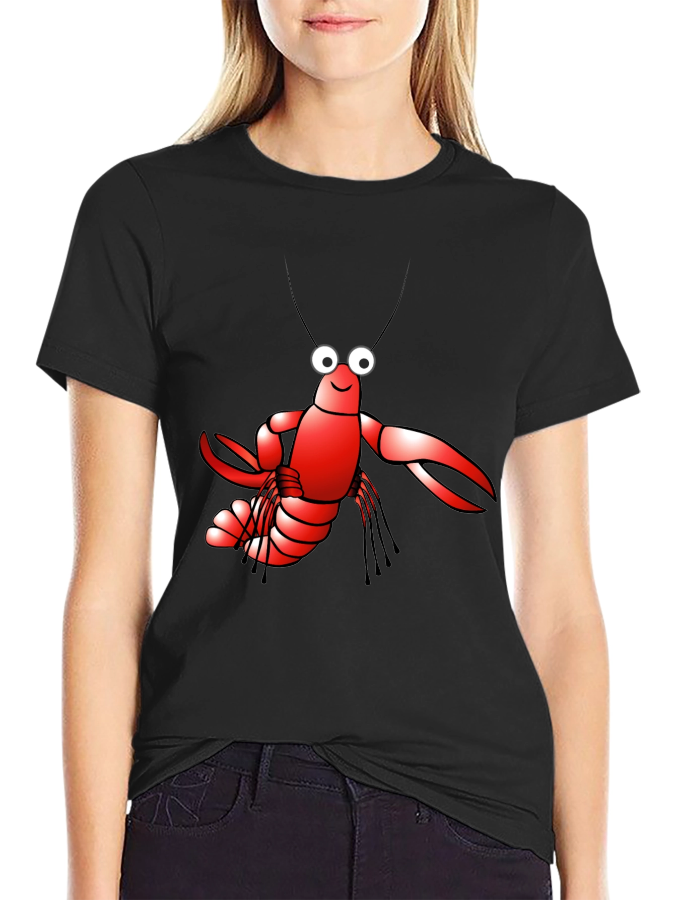 Lobster Graphic Tee - Black Cotton T-Shirt