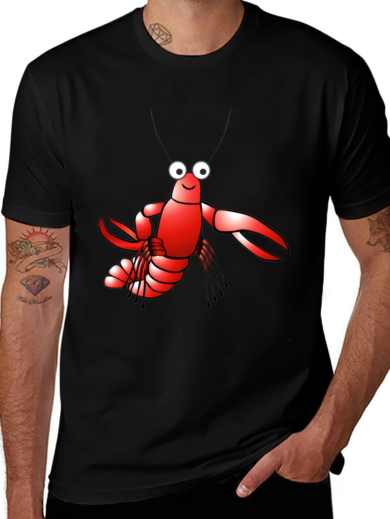 Lobster Graphic Tee - Black Cotton T-Shirt