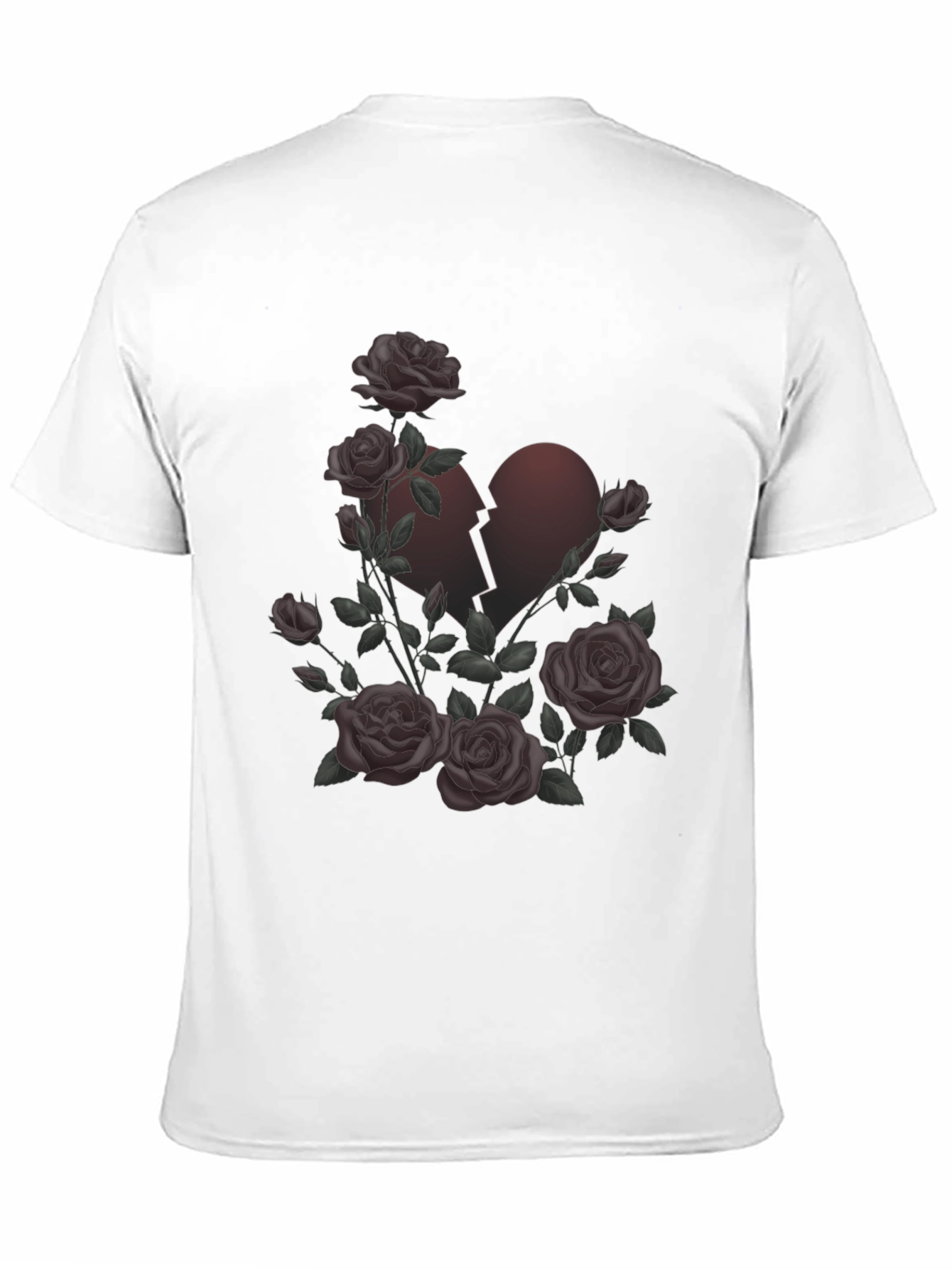 Rose Broken Heart Graphic Black T-Shirt