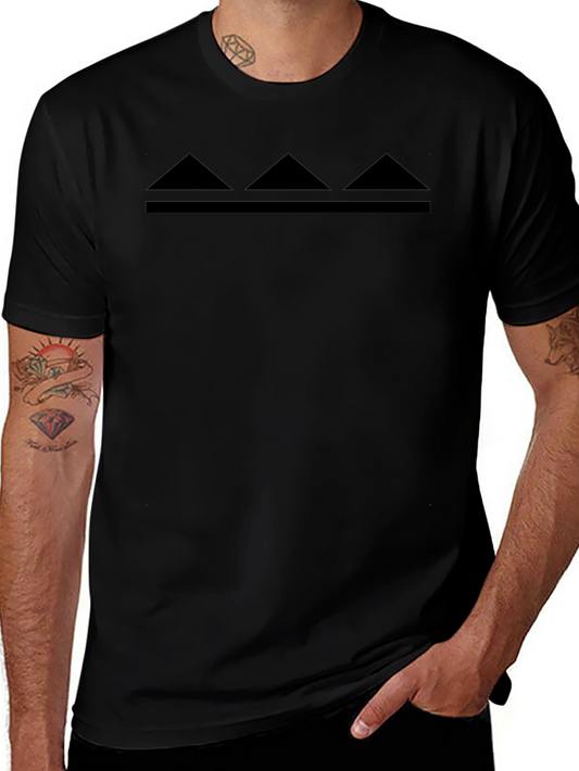 Mens Black Graphic Tee - Triangle Design