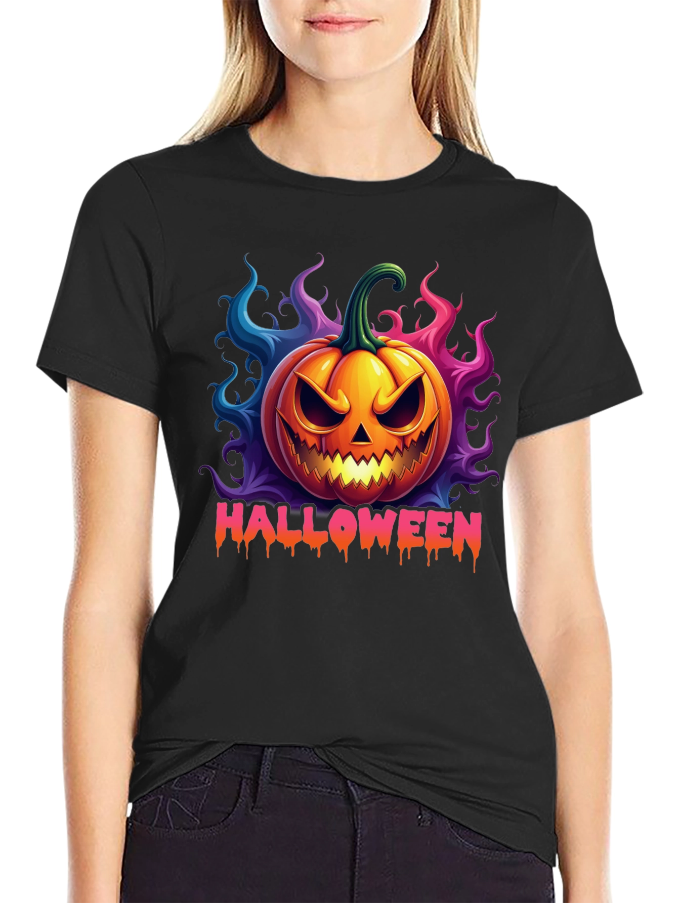 Halloween Pumpkin T-Shirt - Scary Jack O Lantern Design