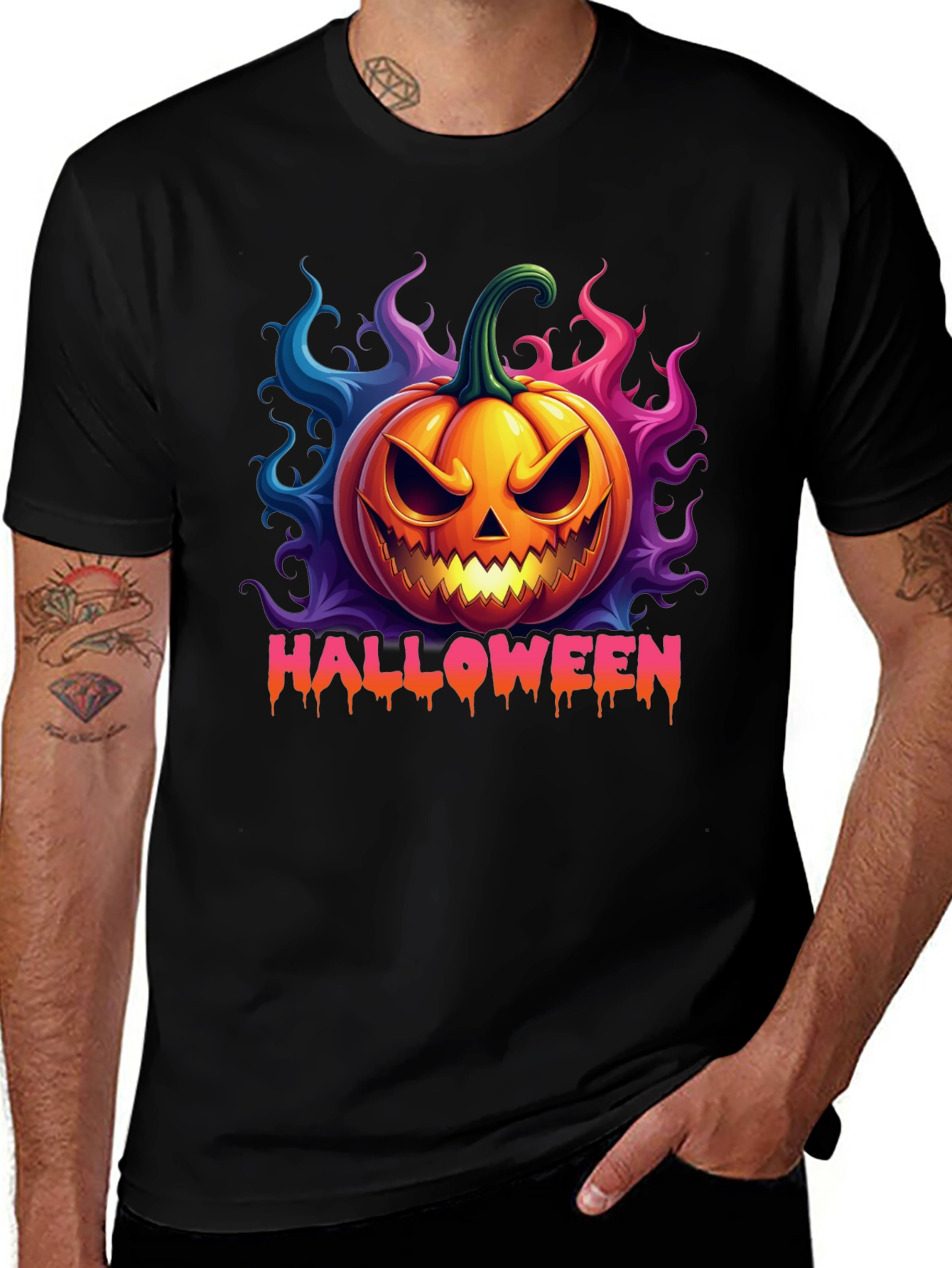 Halloween Pumpkin T-Shirt - Scary Jack O Lantern Design