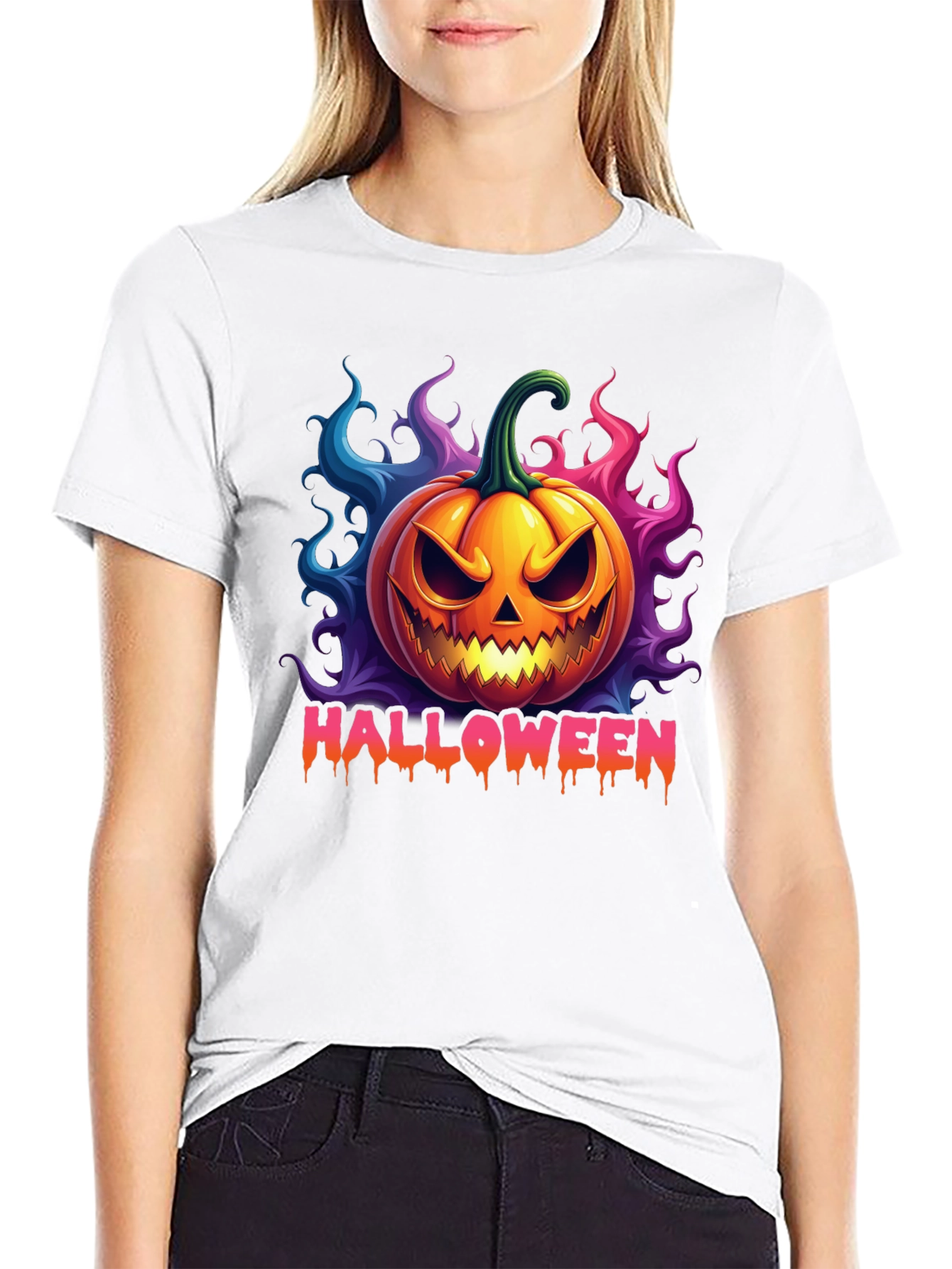 Halloween Pumpkin T-Shirt - Scary Jack O Lantern Design
