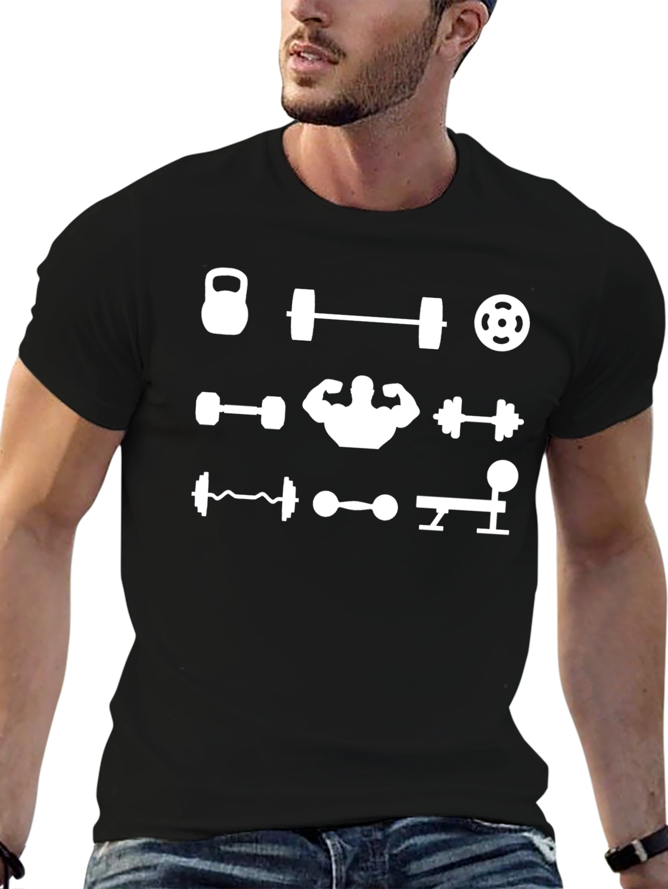 Gym Lover Black T-Shirt Weightlifting Bodybuilding Tee