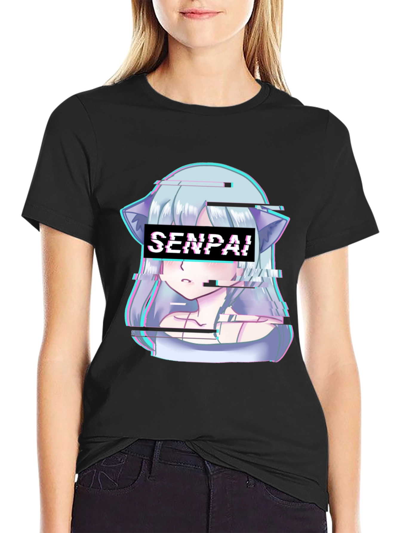 Senpai Anime Glitchcore T-Shirt