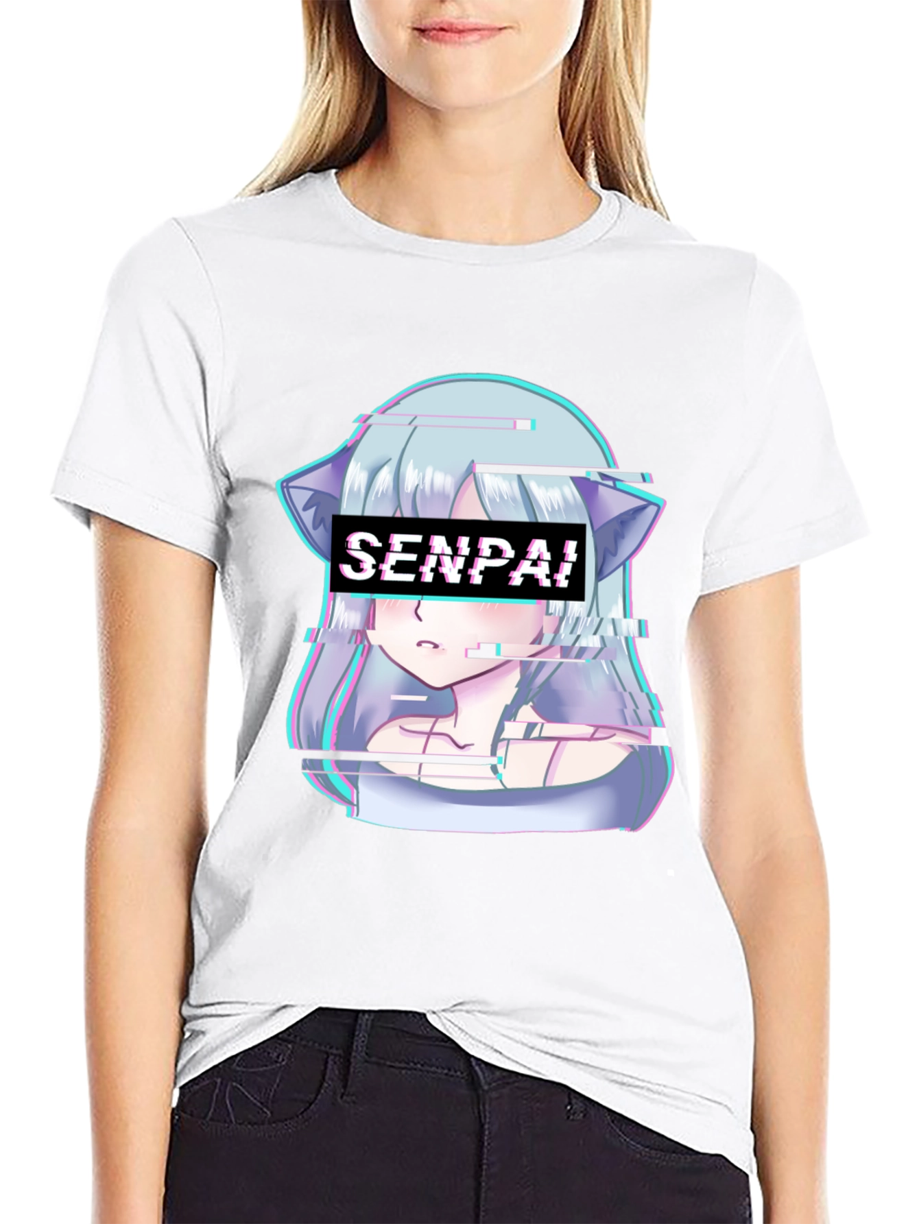 Senpai Anime Glitchcore T-Shirt