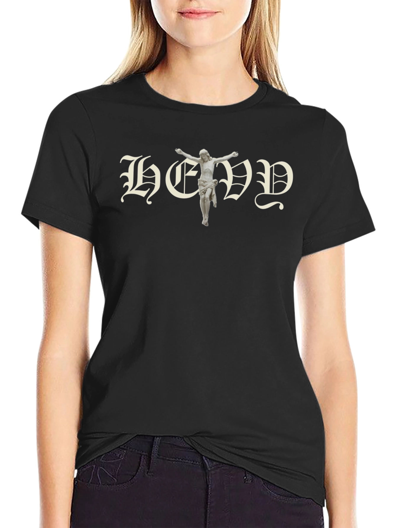 HEVV Graphic Tee - Black Cotton Blend T-Shirt