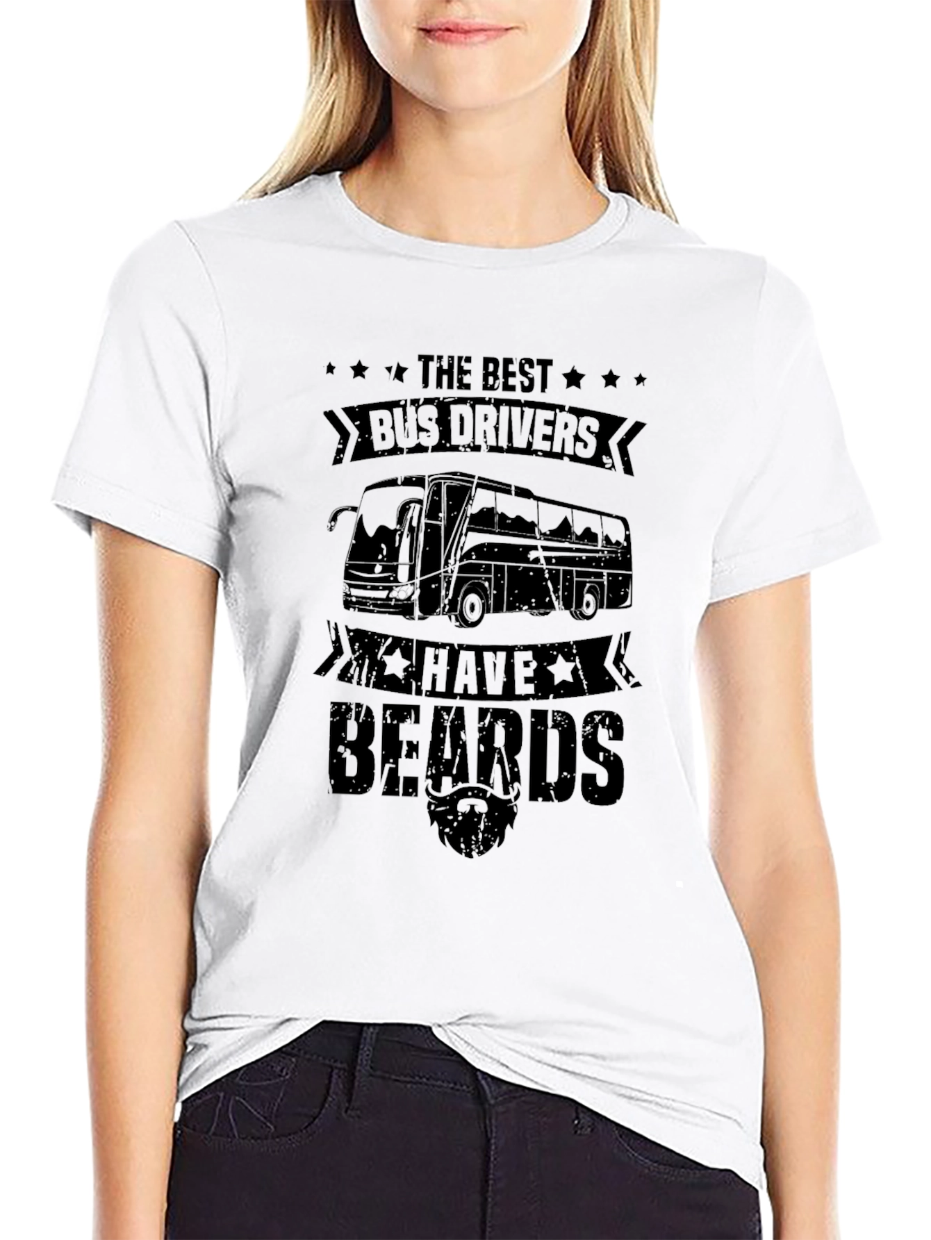 Bearded Bus Driver T-Shirt - Black Cotton Tee