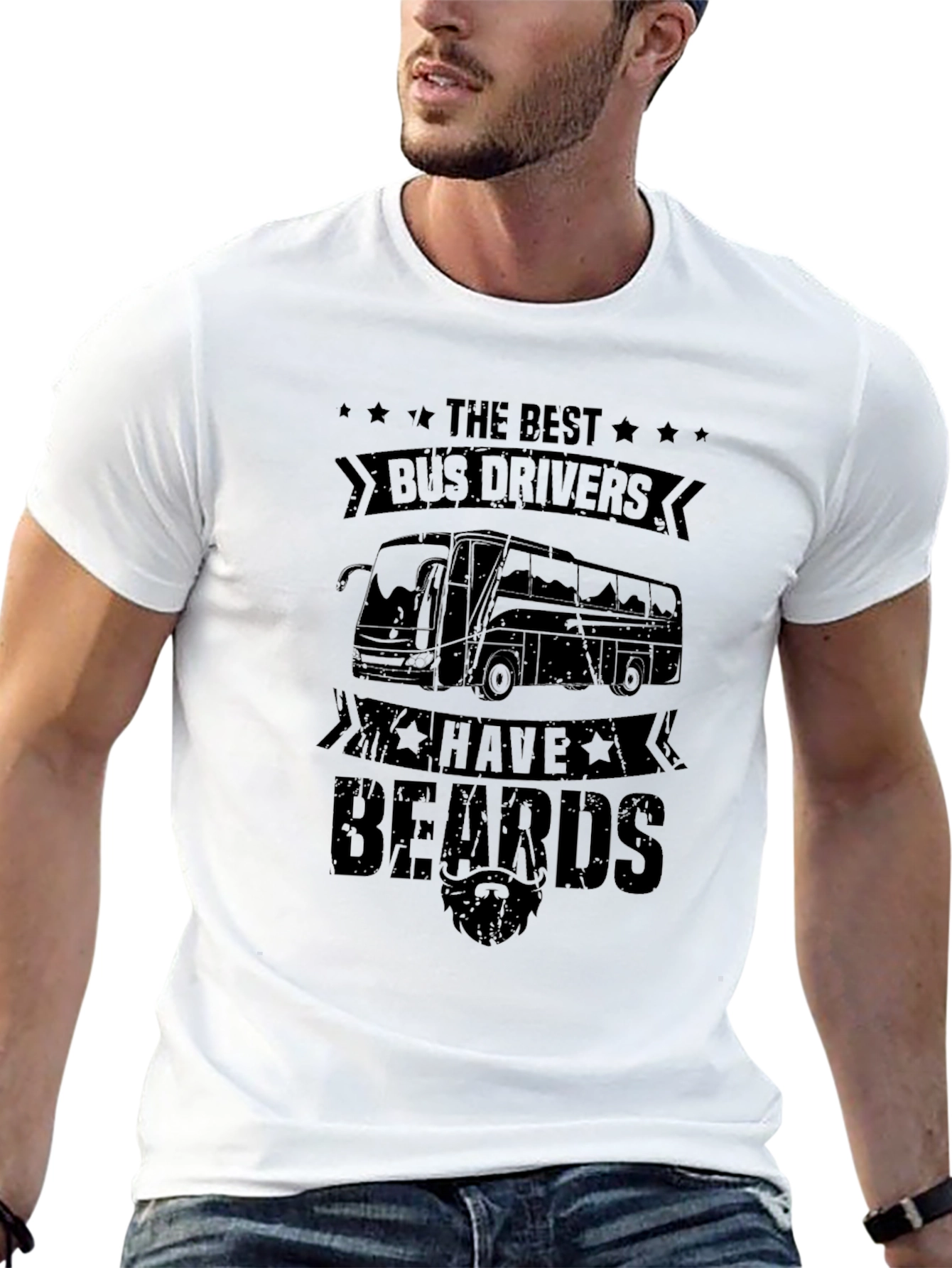 Bearded Bus Driver T-Shirt - Black Cotton Tee