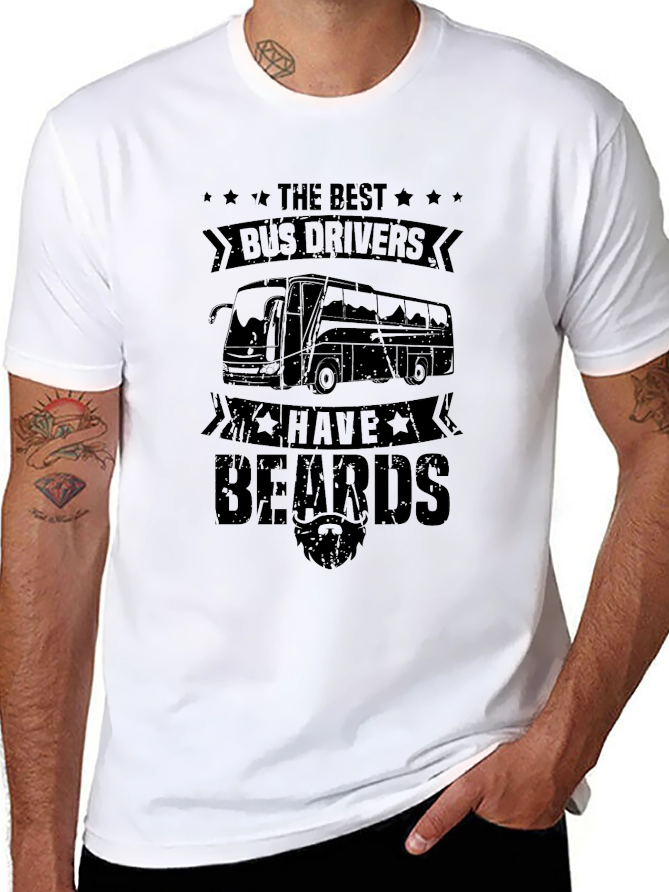 Bearded Bus Driver T-Shirt - Black Cotton Tee