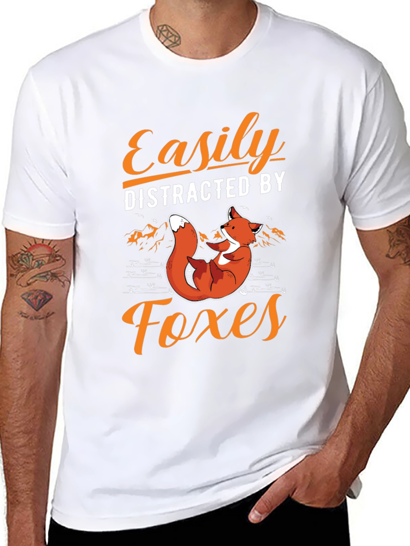 Easily Distracted By Foxes Black Graphic Tee