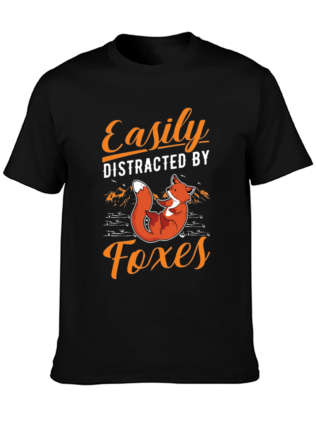 Easily Distracted By Foxes Black Graphic Tee