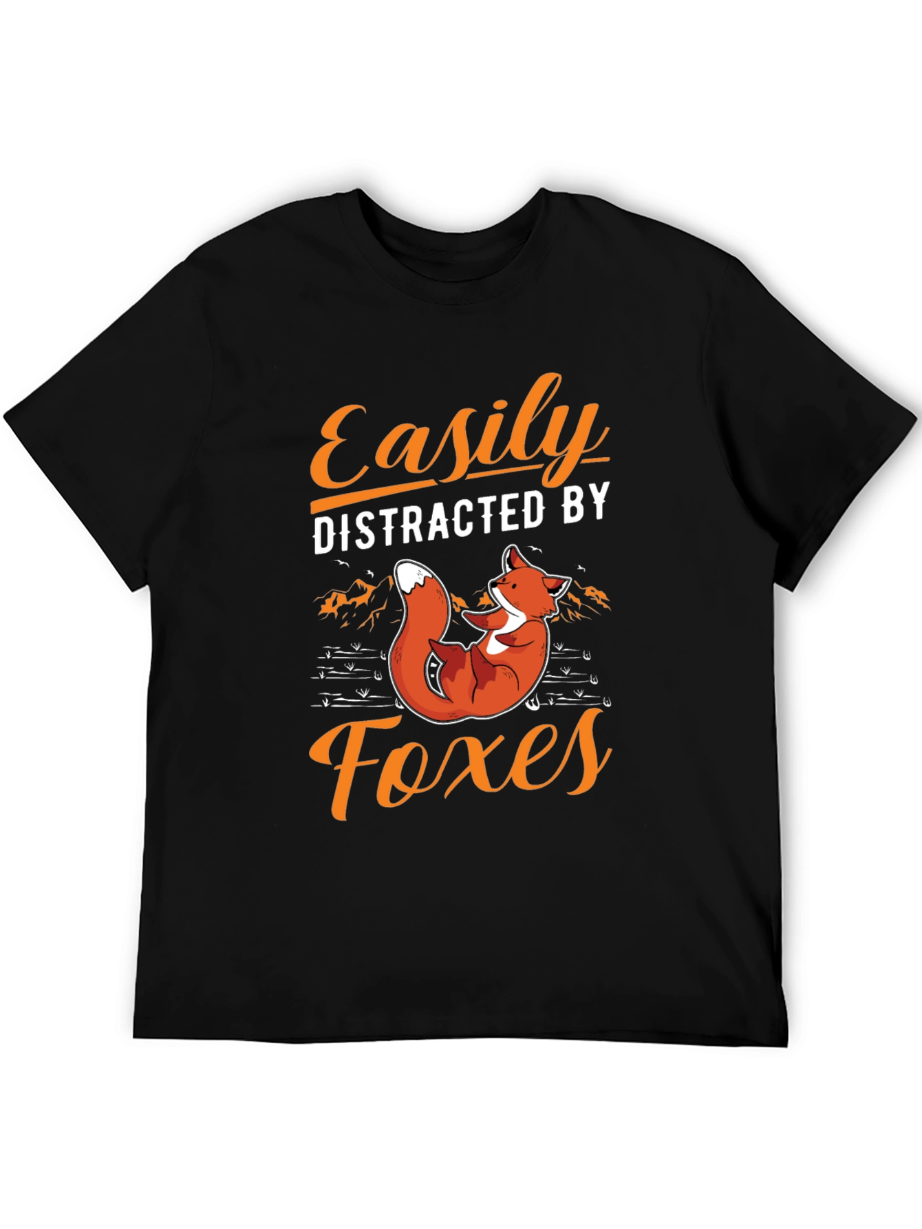 Easily Distracted By Foxes Black Graphic Tee