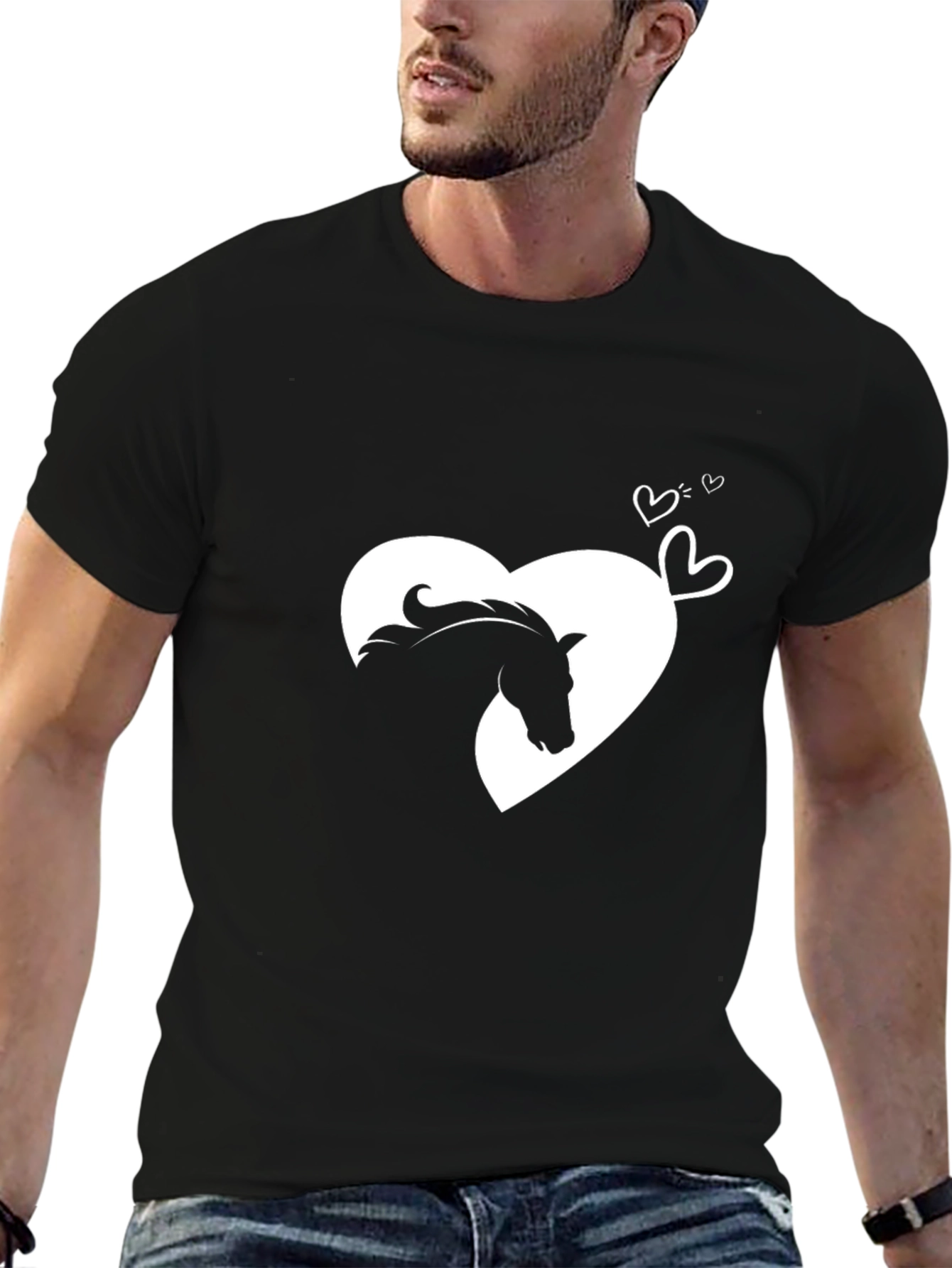 Heart Horse Graphic Tee - Black