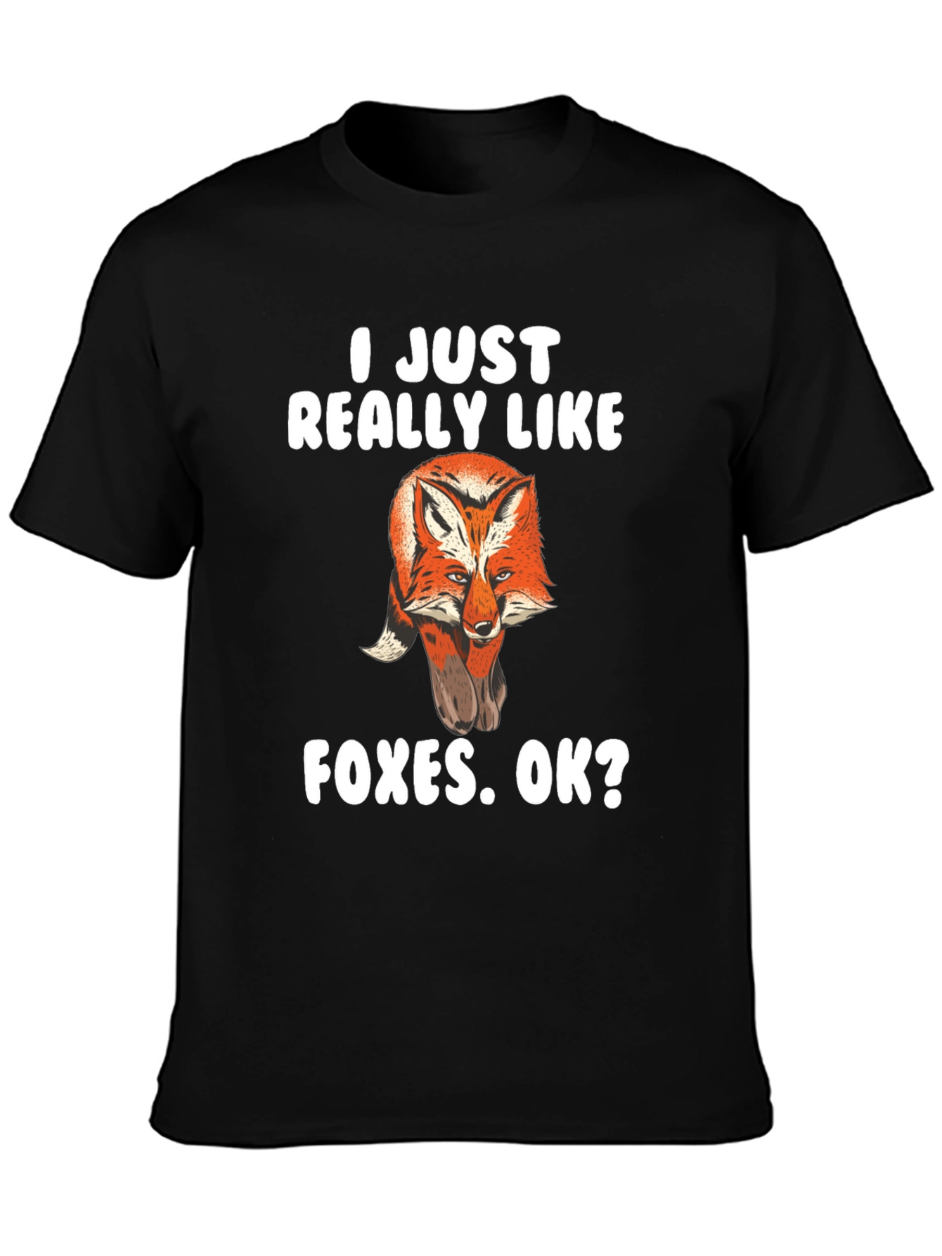 I Just Really Like Foxes Black Graphic Tee