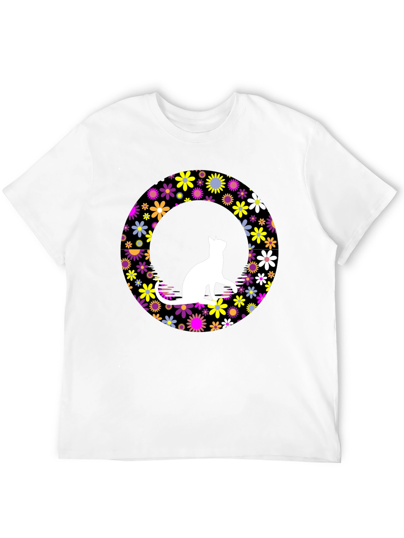 Floral Cat T-Shirt - Unique Graphic Tee