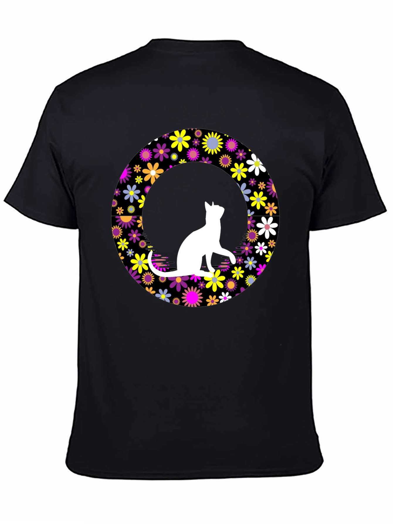 Floral Cat T-Shirt - Unique Graphic Tee