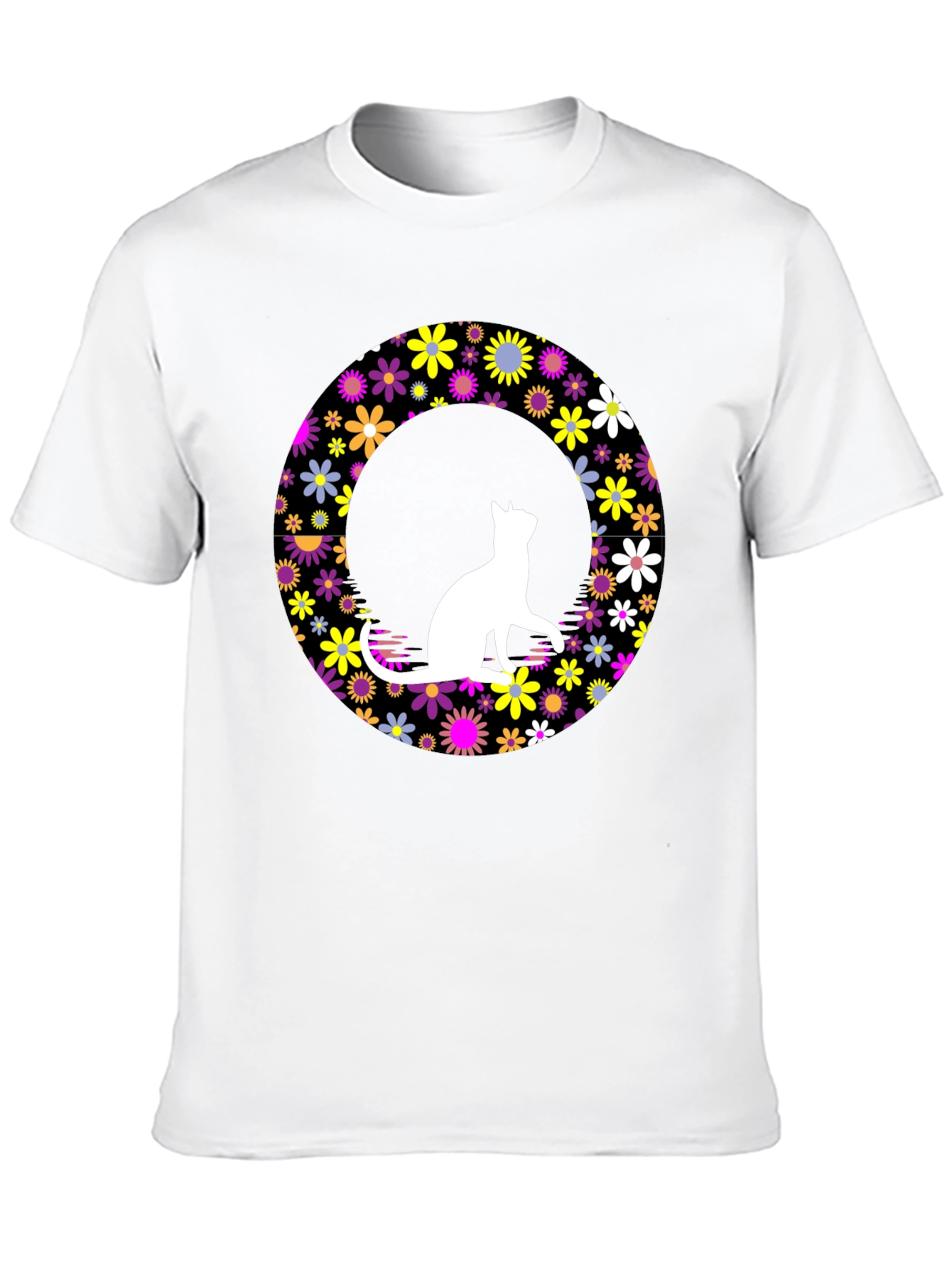 Floral Cat T-Shirt - Unique Graphic Tee
