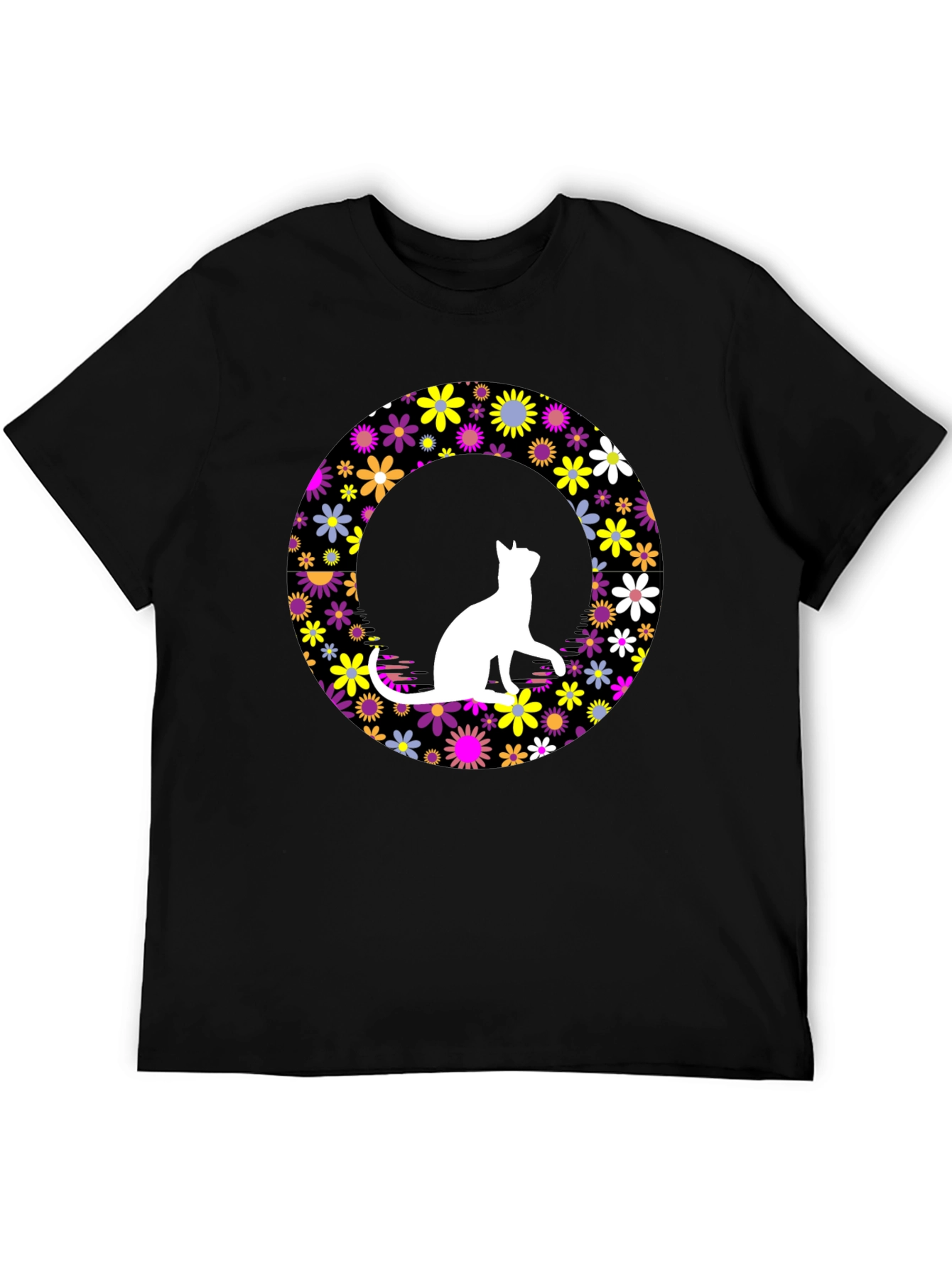 Floral Cat T-Shirt - Unique Graphic Tee