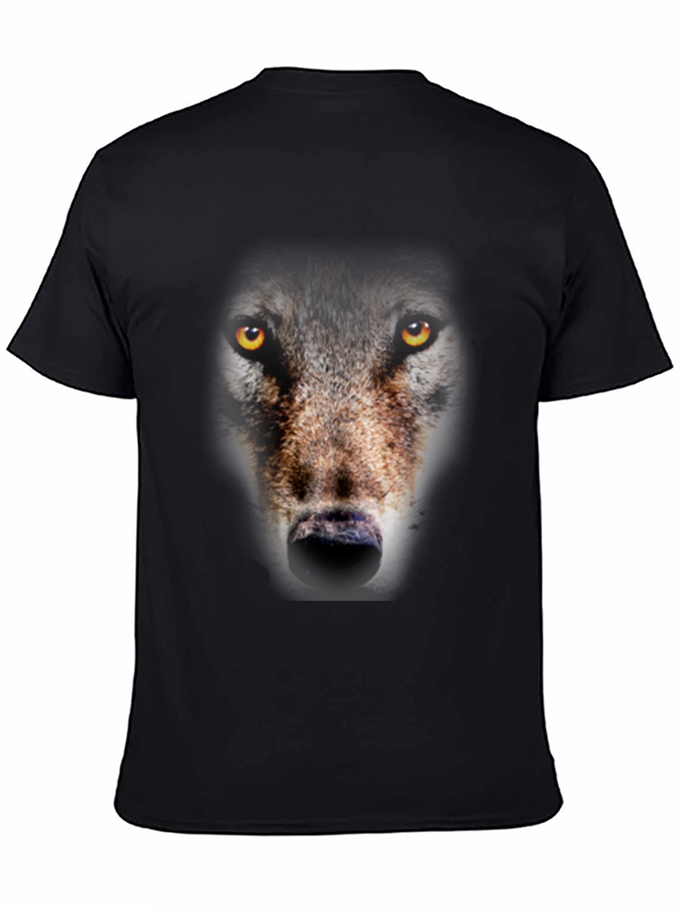 Wolf Face Graphic Print Black T-Shirt