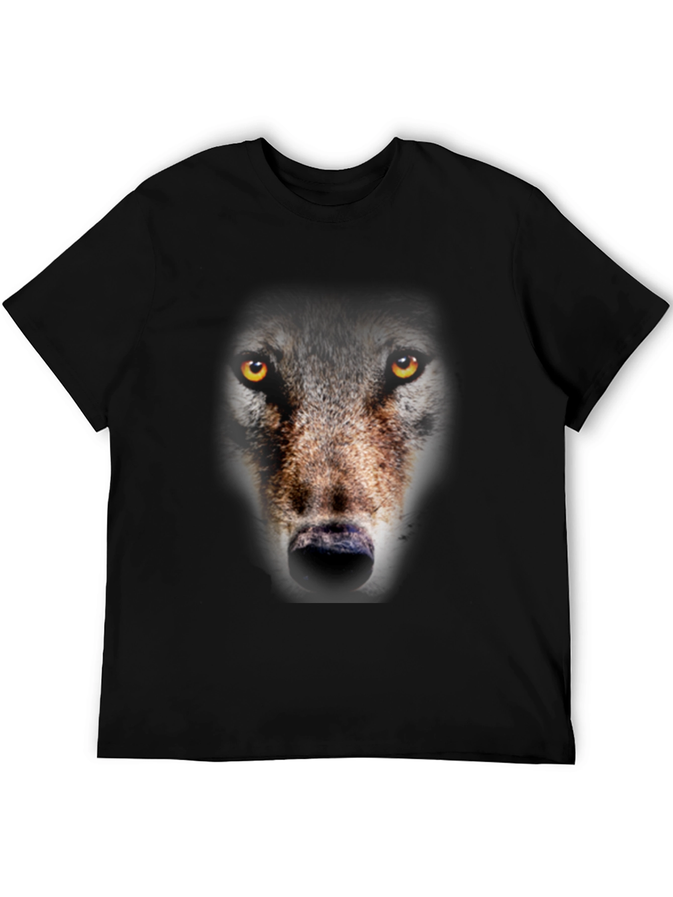 Wolf Face Graphic Print Black T-Shirt