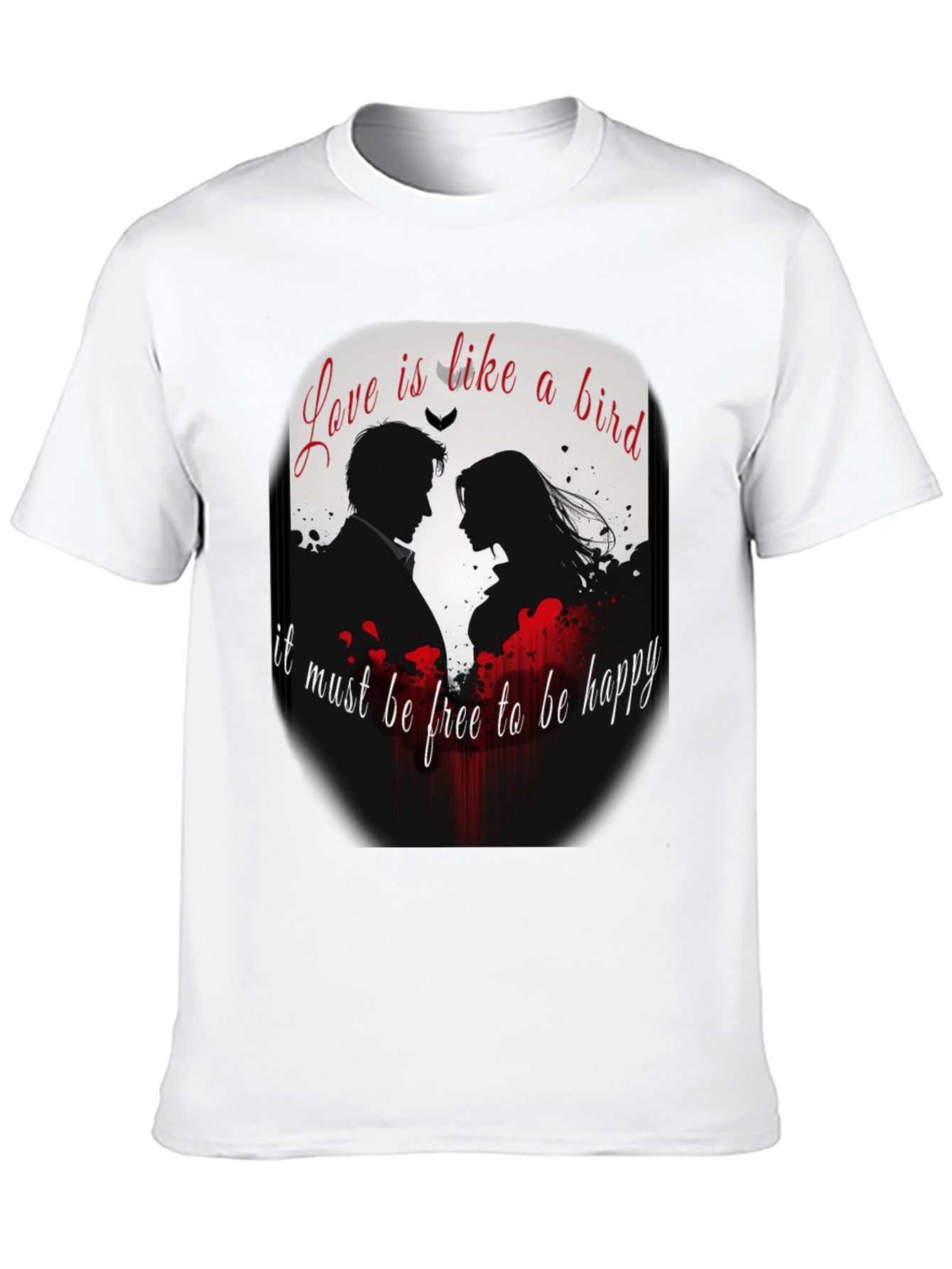 Romantic Love Bird Graphic T-Shirt