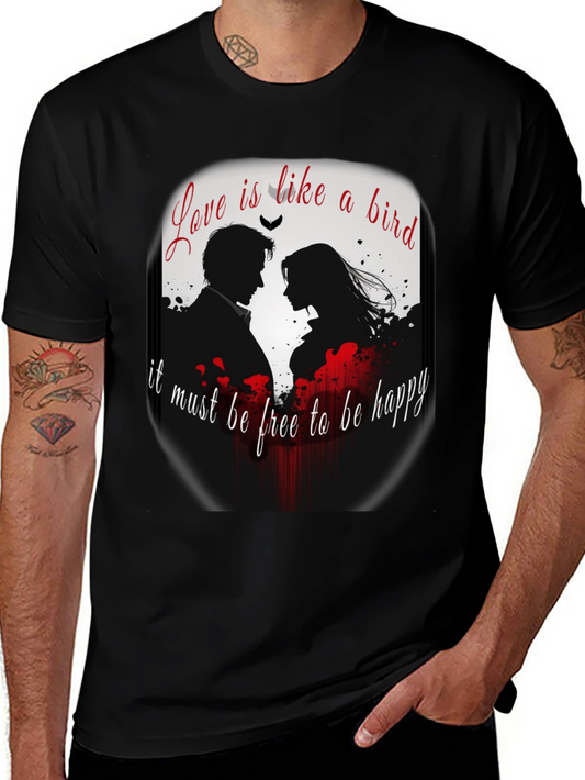 Romantic Love Bird Graphic T-Shirt