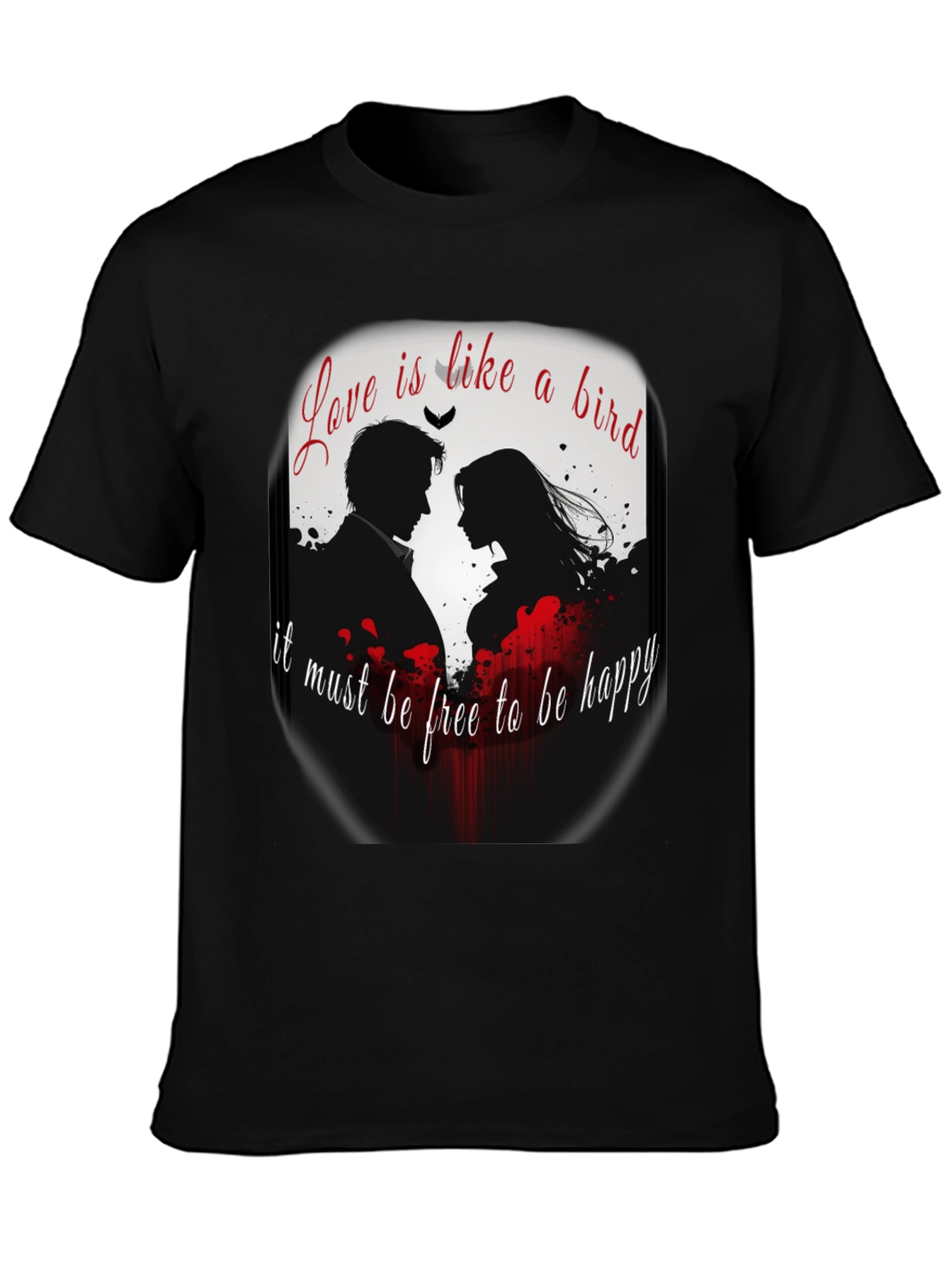 Romantic Love Bird Graphic T-Shirt