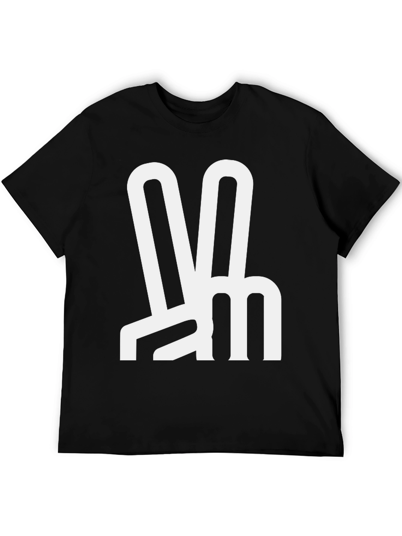Peace Sign Graphic Tee - Black Crew Neck T-Shirt