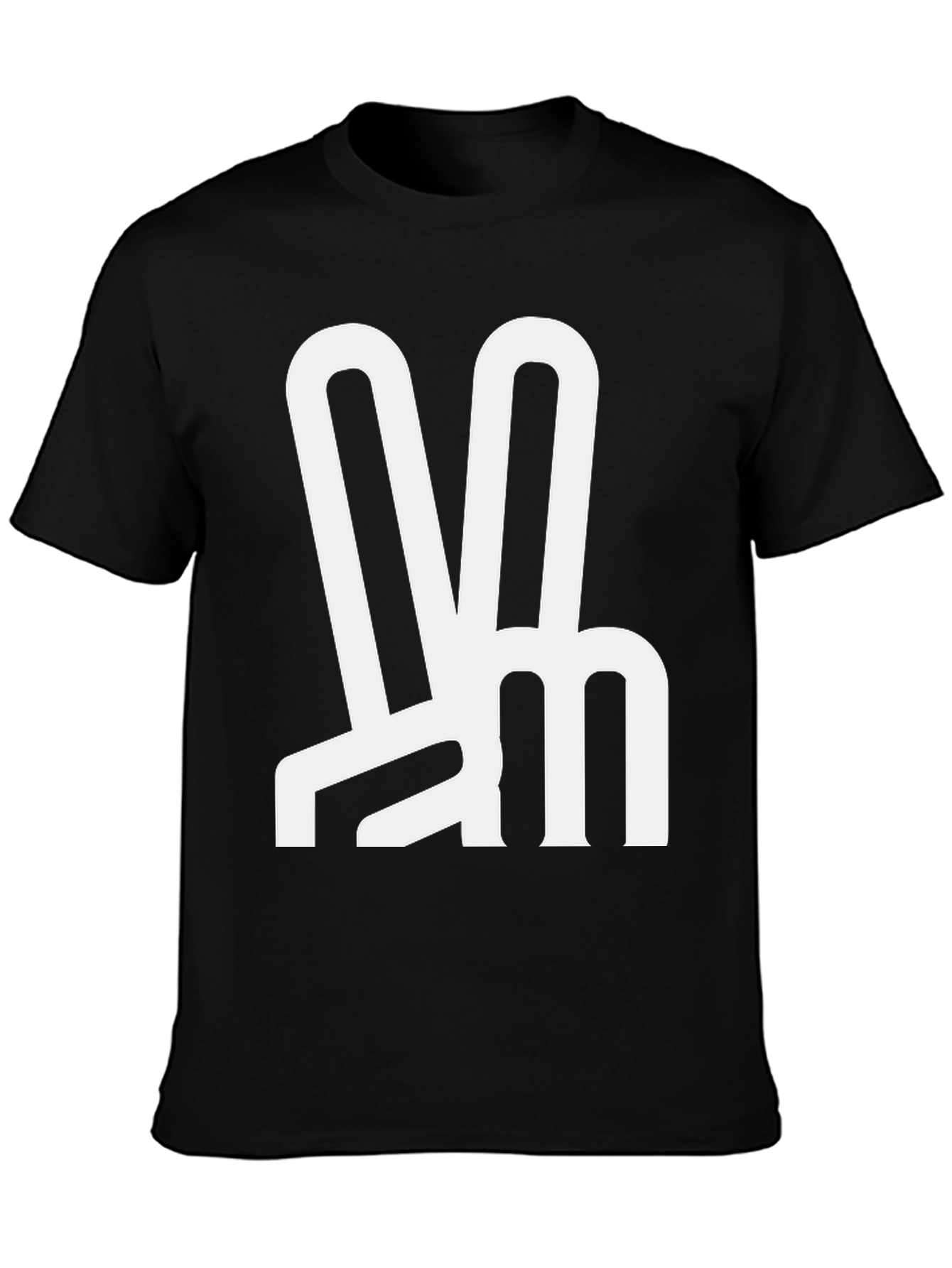 Peace Sign Graphic Tee - Black Crew Neck T-Shirt