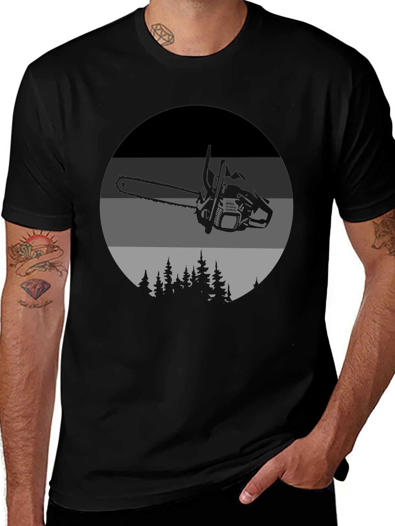 Chainsaw Forest Graphic Tee - Black