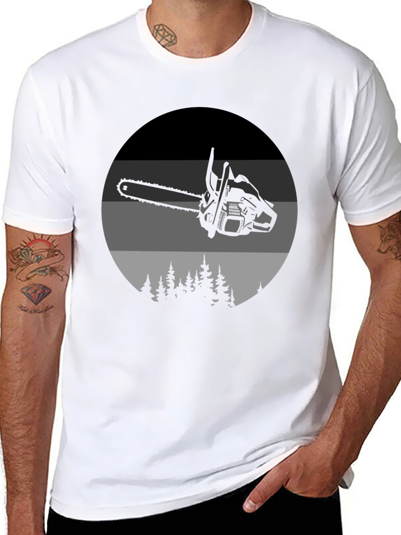 Chainsaw Forest Graphic Tee - Black