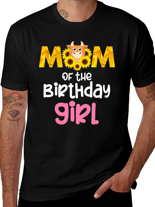 Mom of the Birthday Girl Sunflower Cow T-Shirt