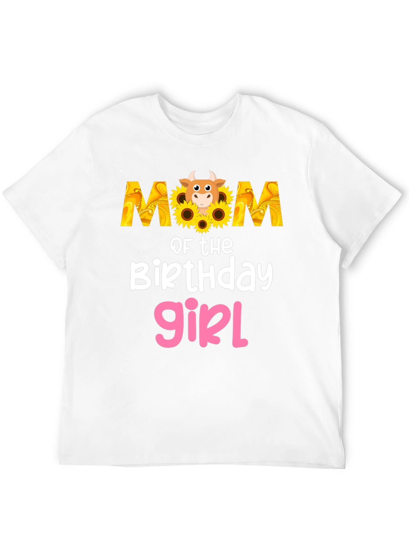 Mom of the Birthday Girl Sunflower Cow T-Shirt