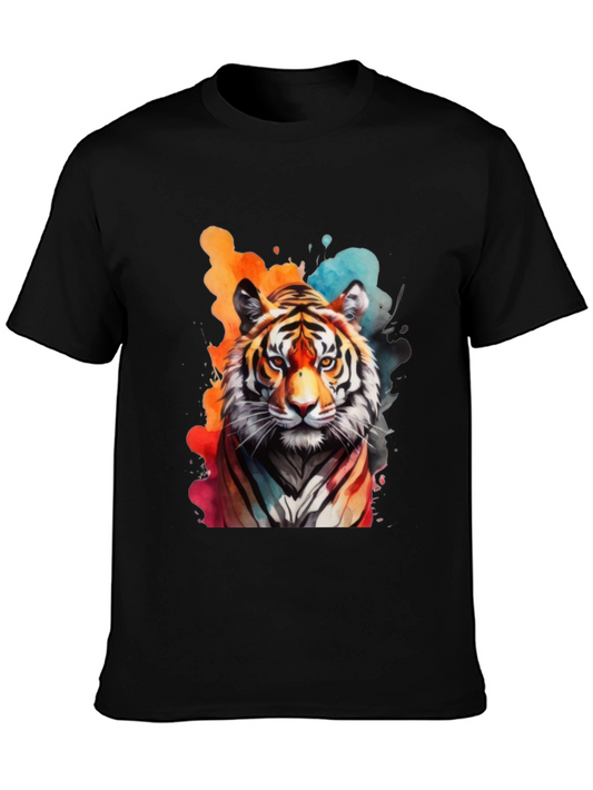 Vibrant Watercolor Tiger Graphic Tee
