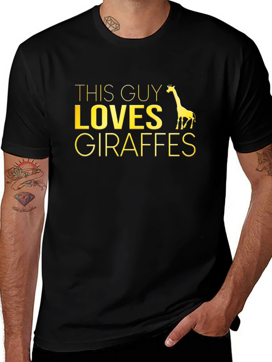 This Guy Loves Giraffes Graphic T-Shirt - Black