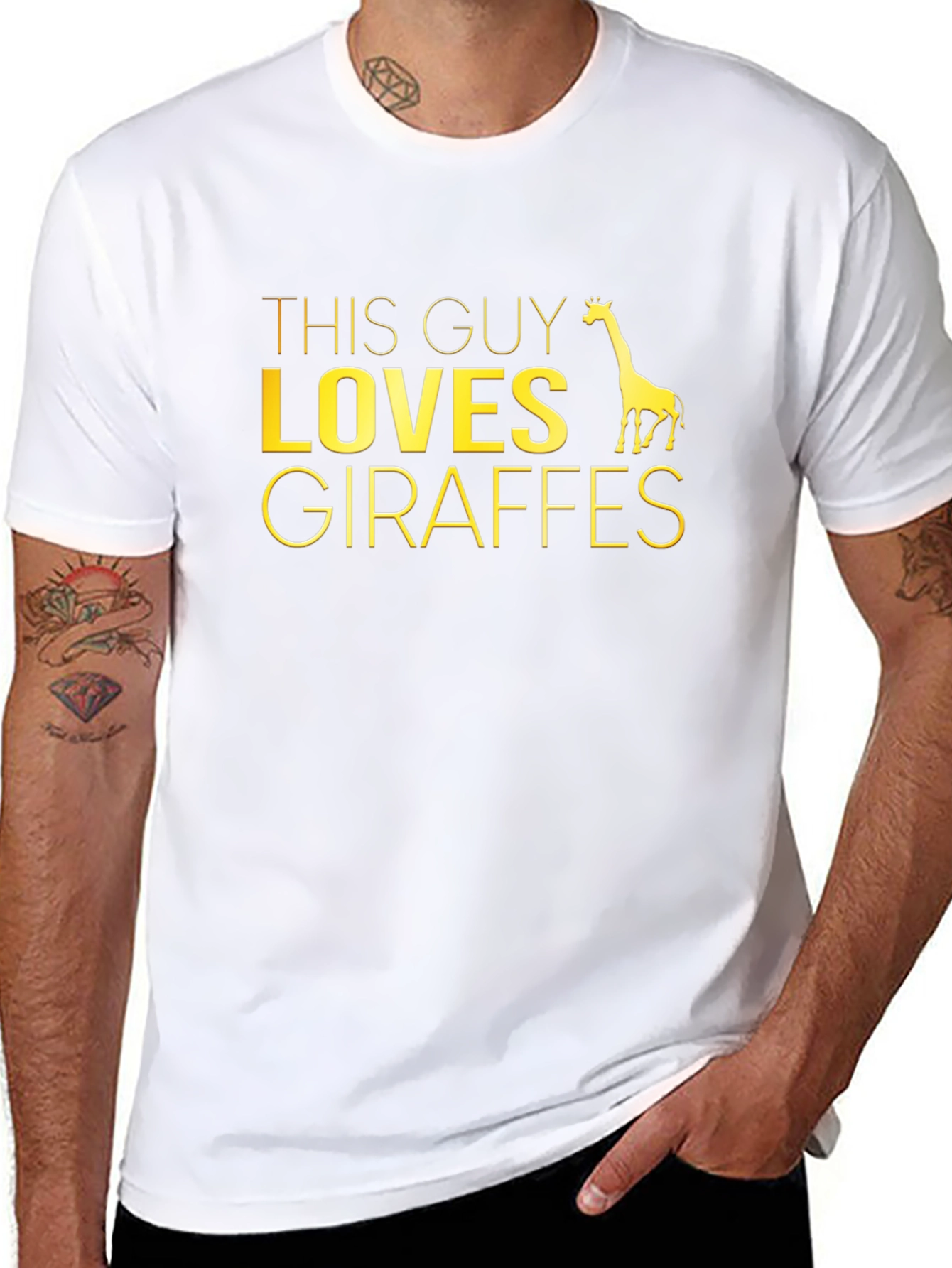 This Guy Loves Giraffes Graphic T-Shirt - Black