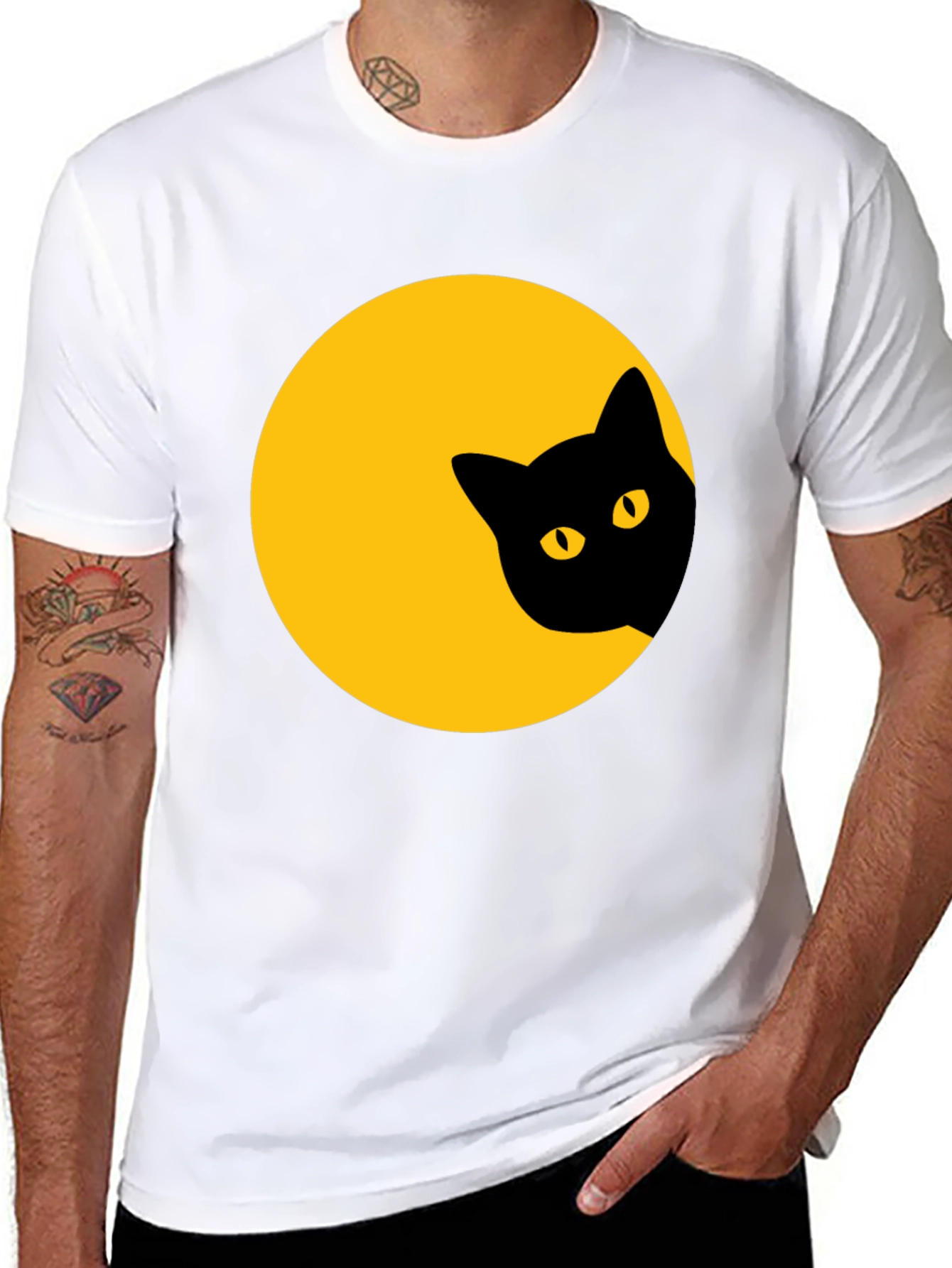 Black Cat Peek-a-Boo Graphic T-Shirt