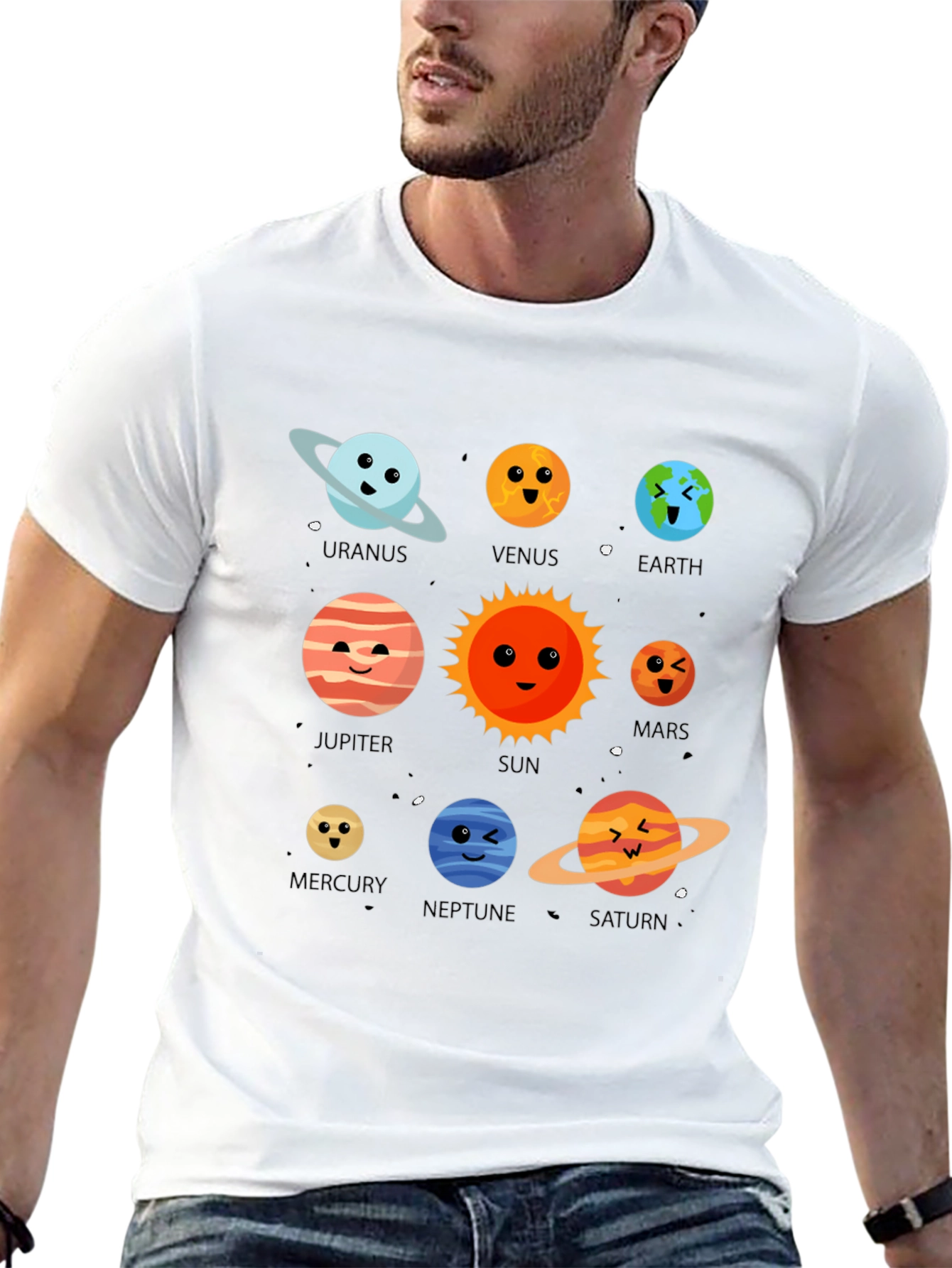 Planets T-Shirt: Solar System Cartoon Graphic Tee