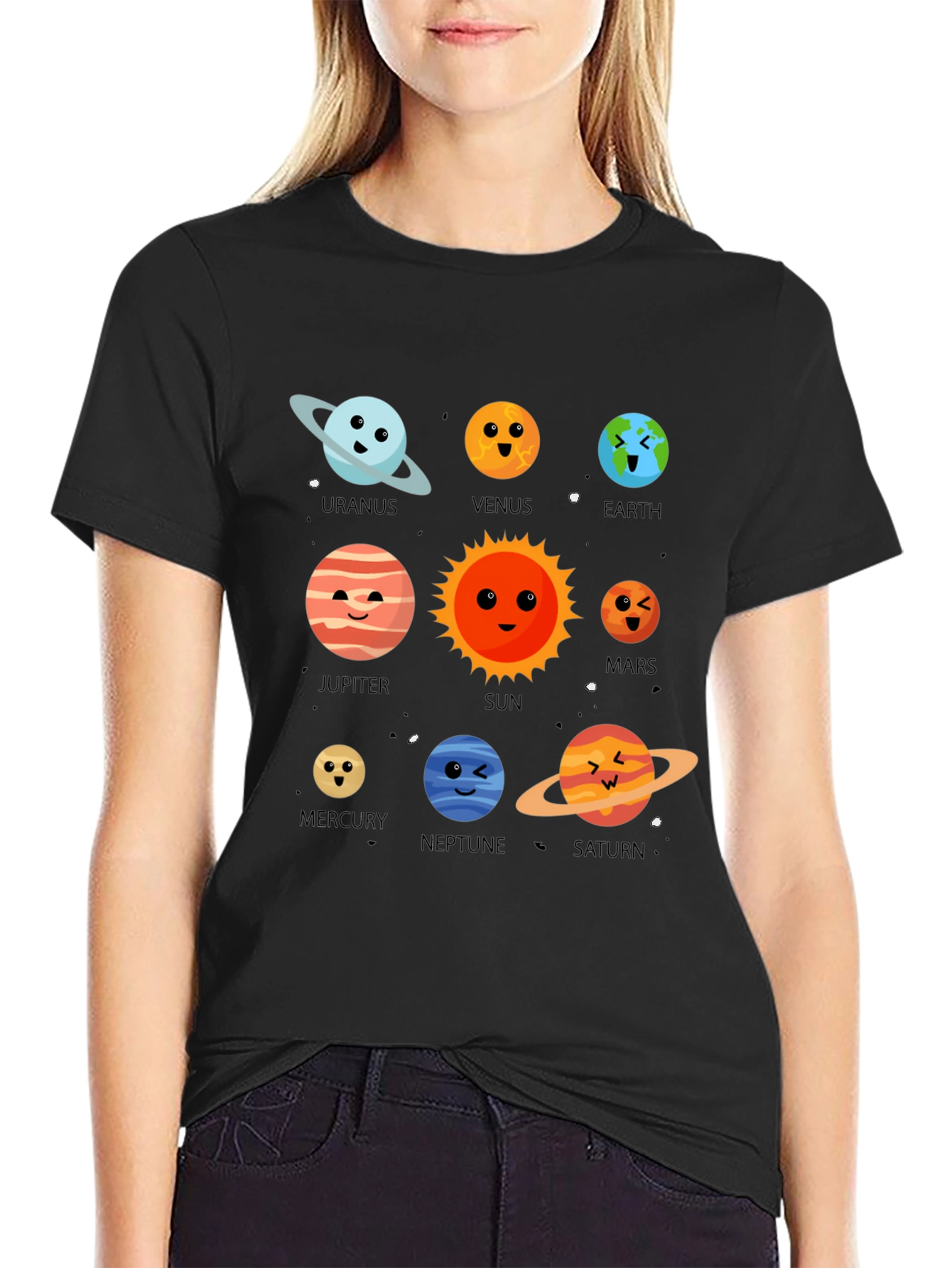 Planets T-Shirt: Solar System Cartoon Graphic Tee