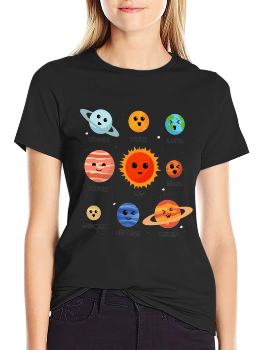Planets T-Shirt: Solar System Cartoon Graphic Tee