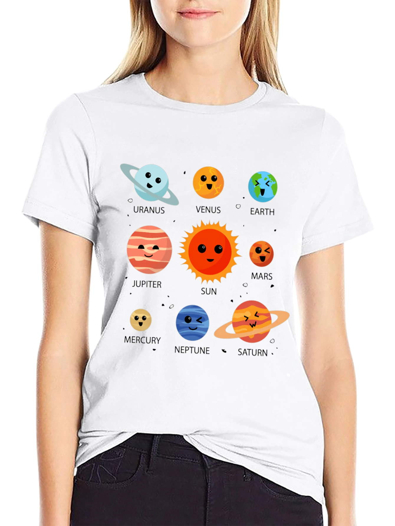Planets T-Shirt: Solar System Cartoon Graphic Tee