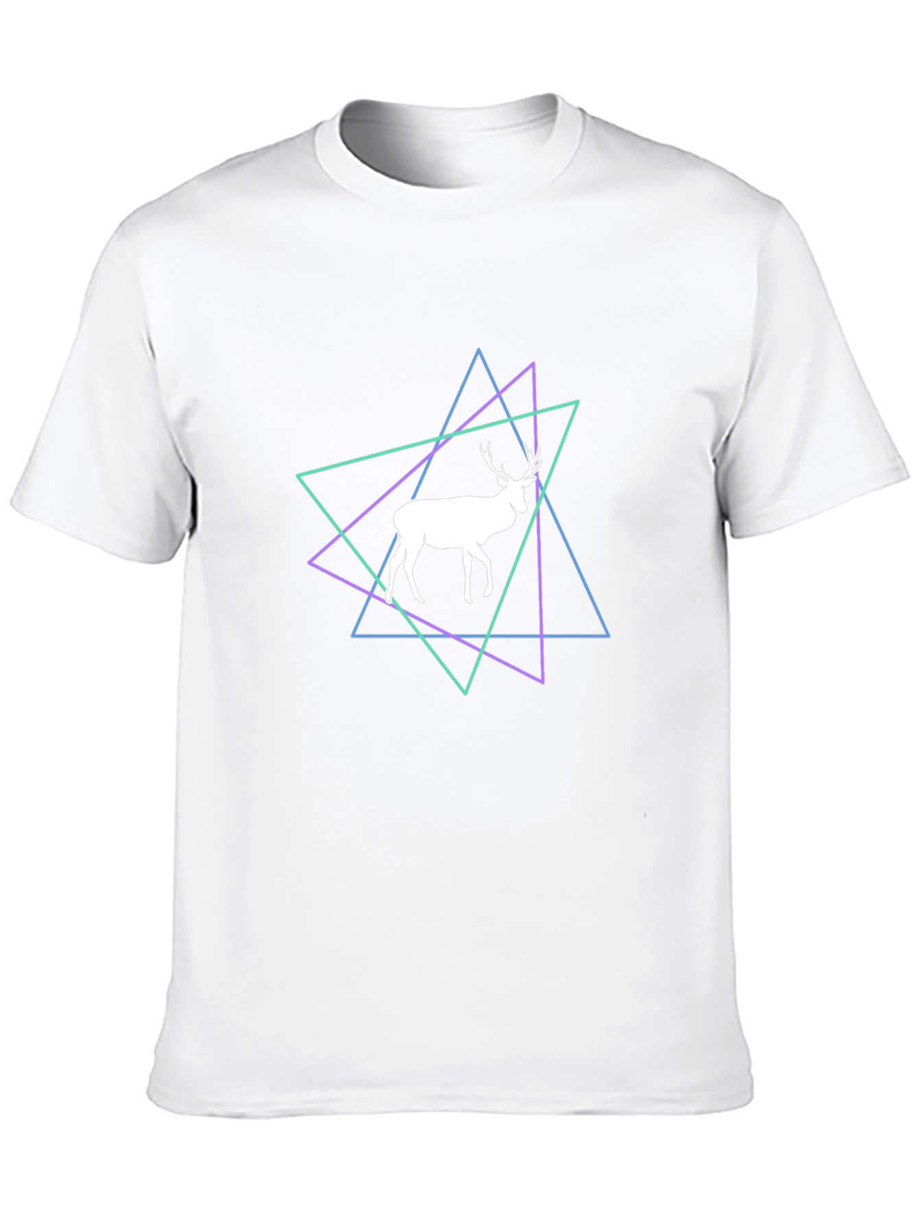 Geometric Deer Graphic Tee - Black