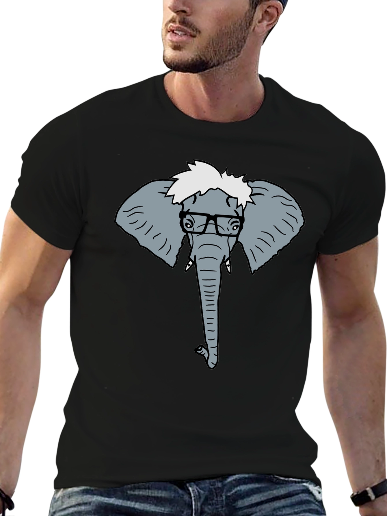Elephant Nerd T-Shirt - Quirky Graphic Tee