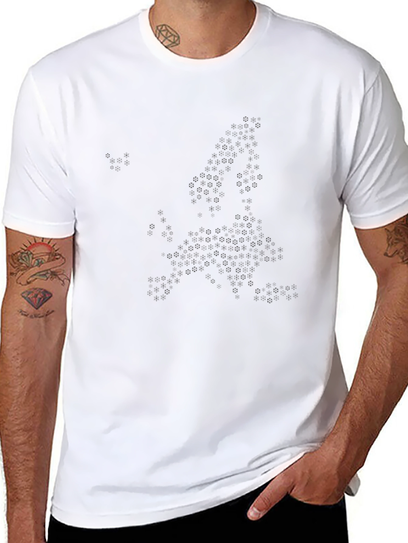 Black Graphic Tee - Abstract Floral Design