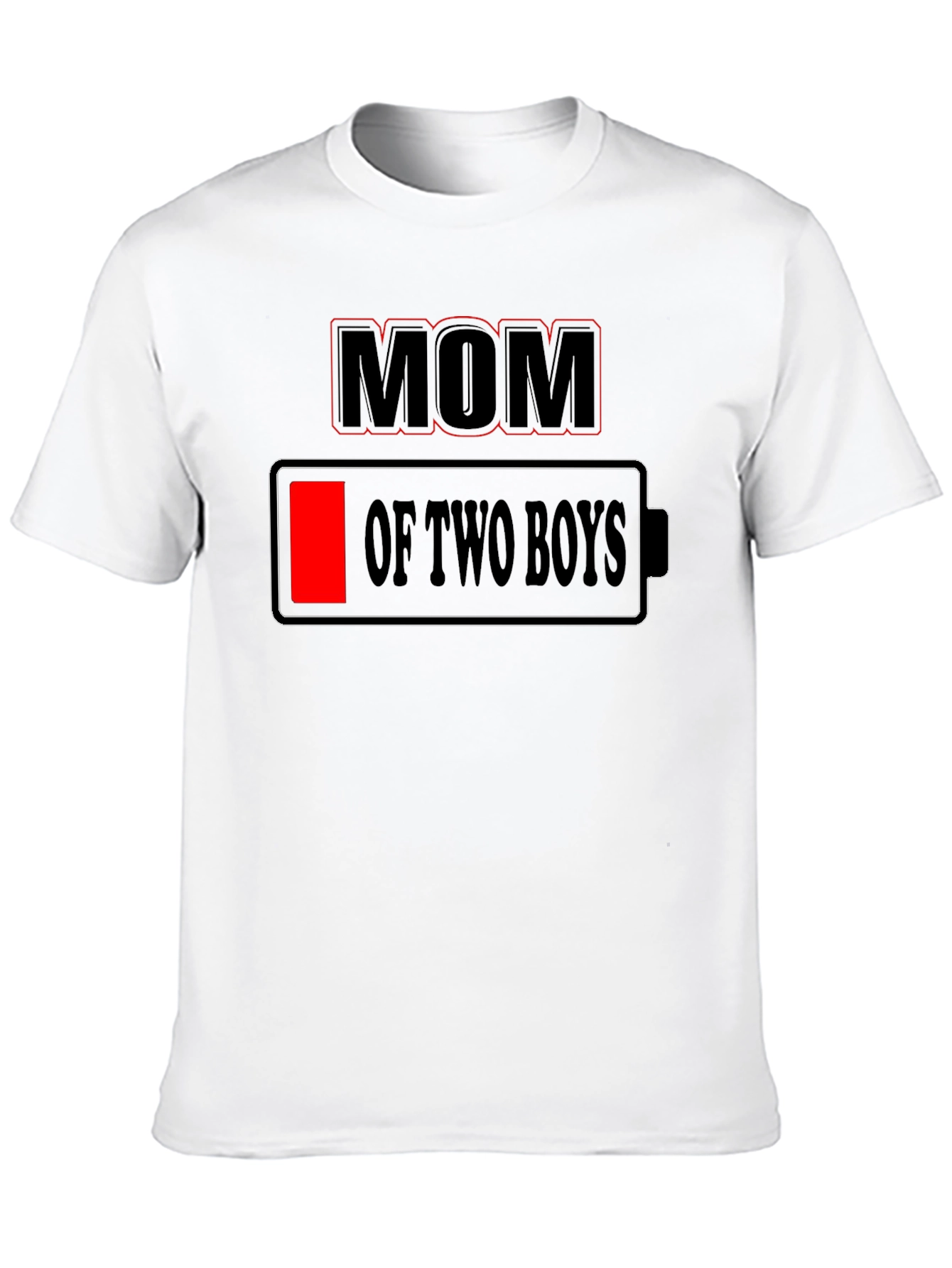 Mom of Two Boys Low Battery Graphic Tee