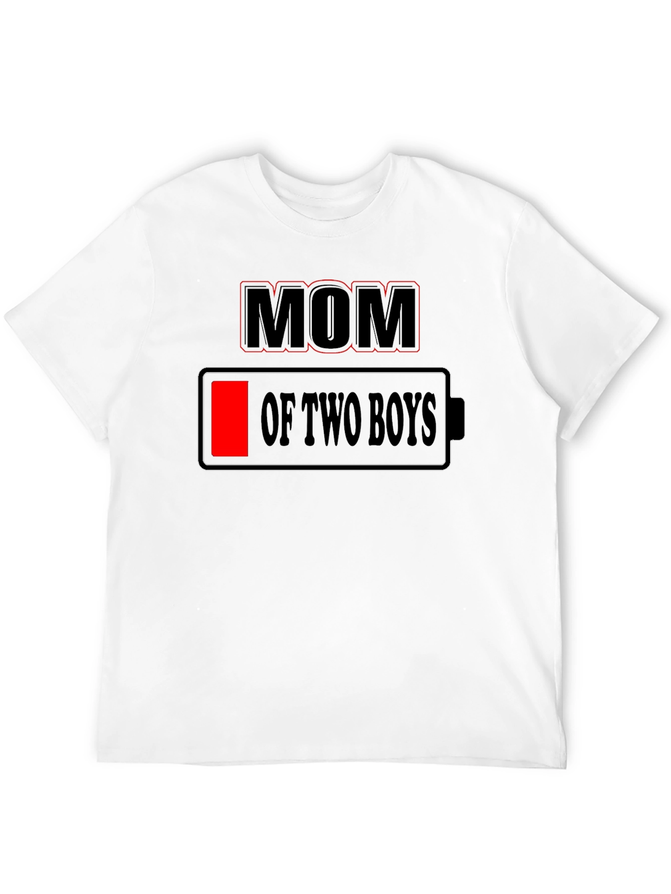 Mom of Two Boys Low Battery Graphic Tee